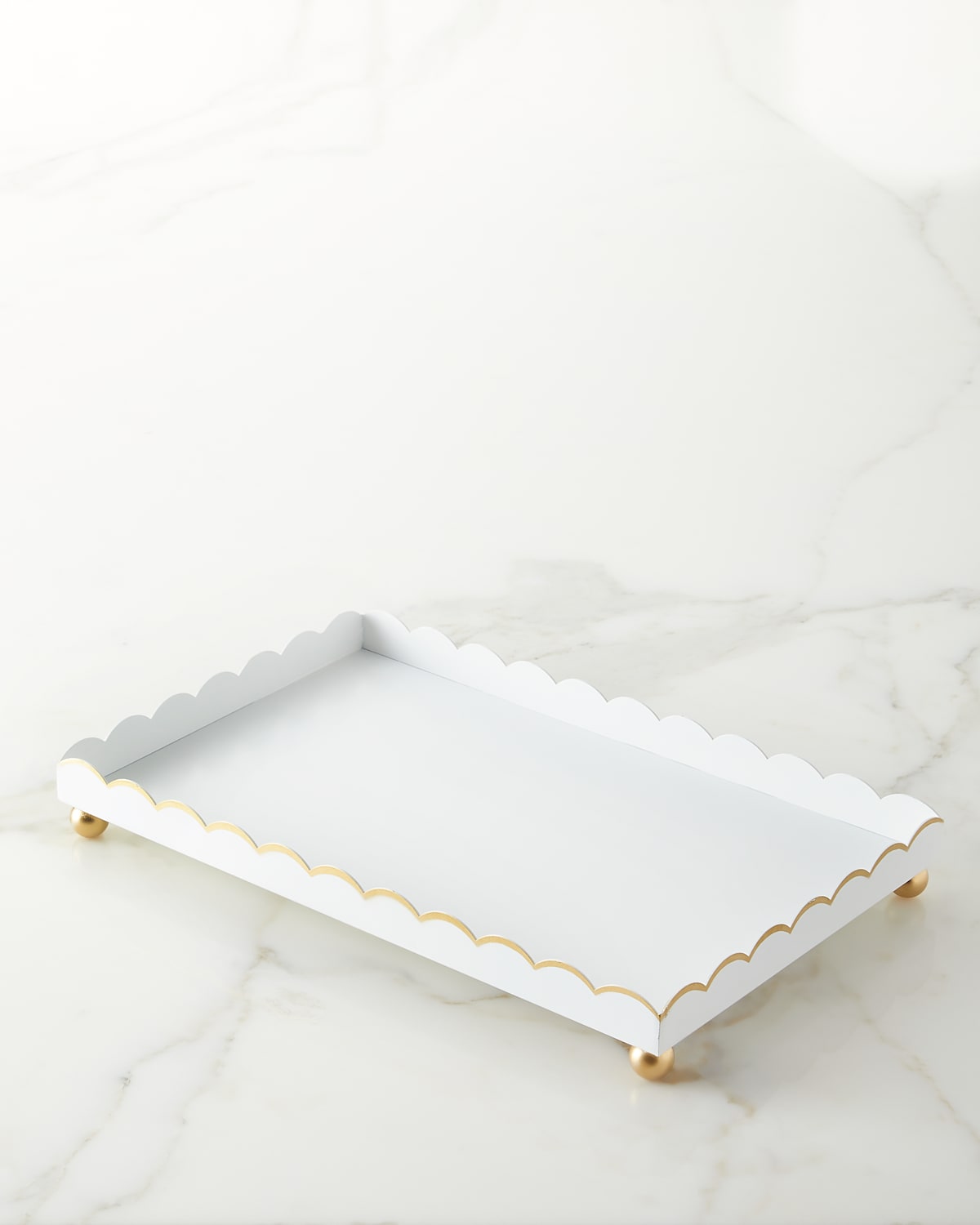 Old World Design Eloise Rectangular White & Gold Tray In White