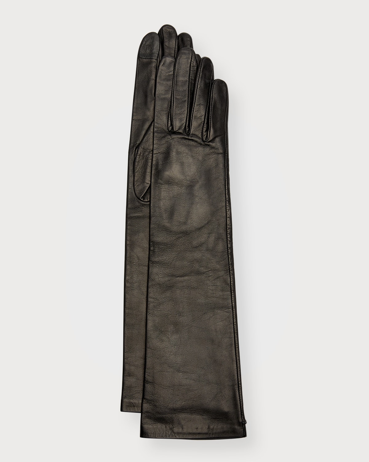 Agnelle Long Leather Gloves In Black