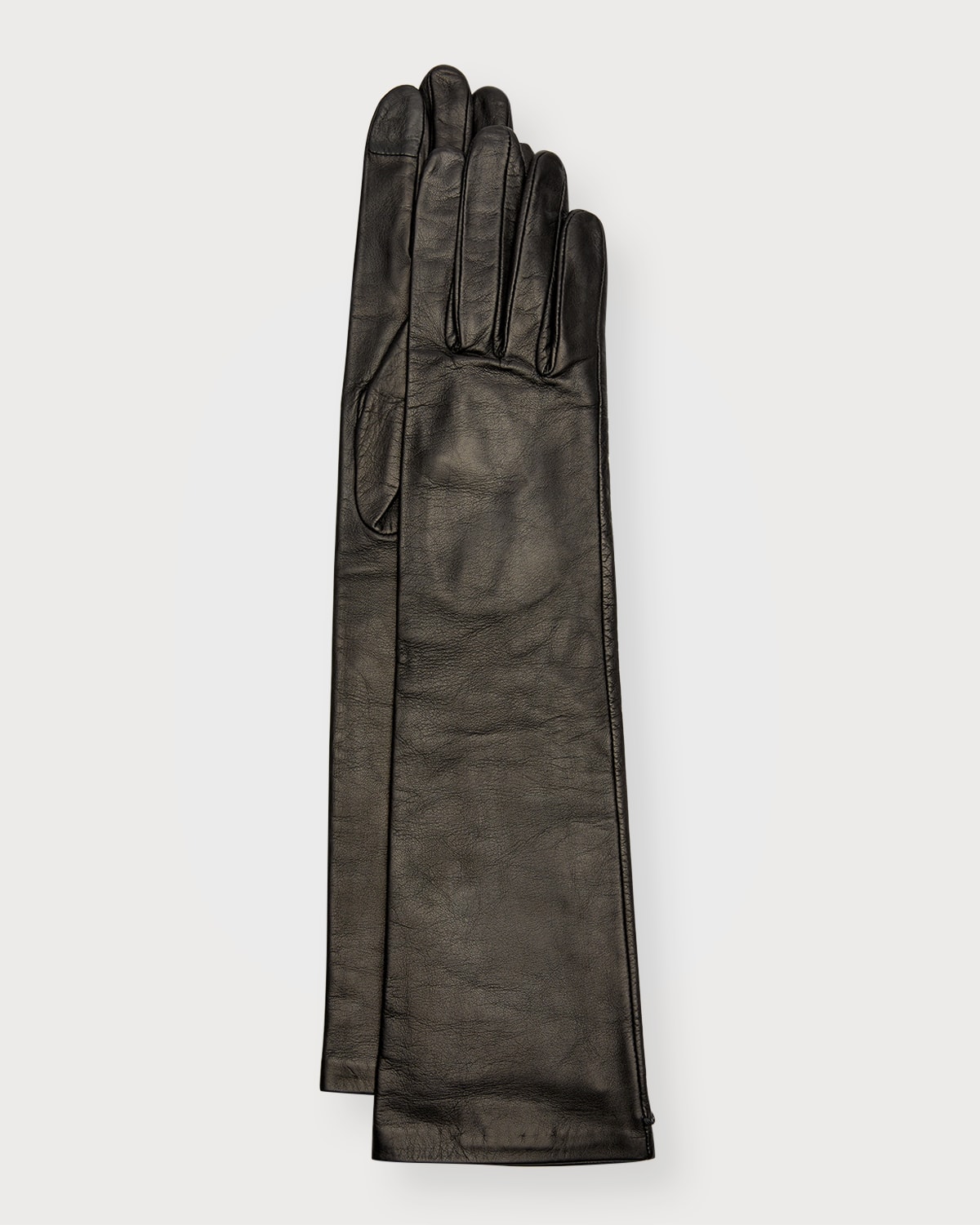 Agnelle Opera Leather Gloves Elbow Length In Black