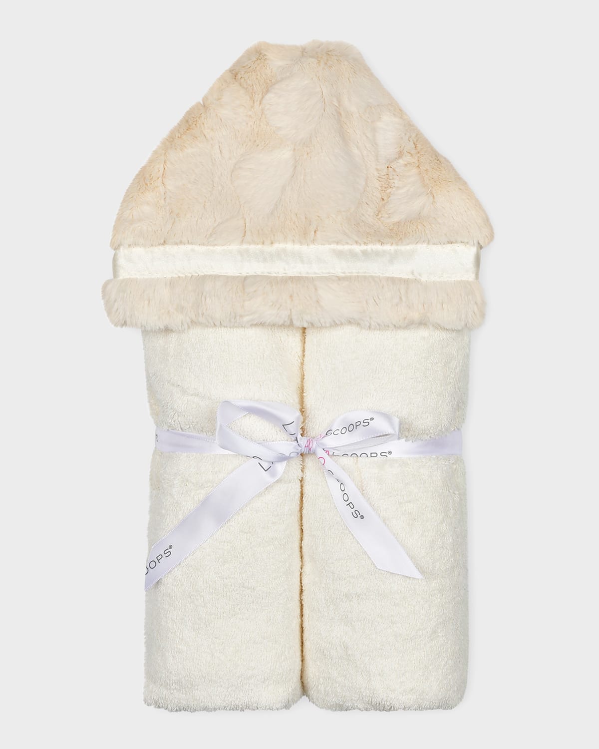 Little Scoops Kid's Plush Hooded Towel In Cream