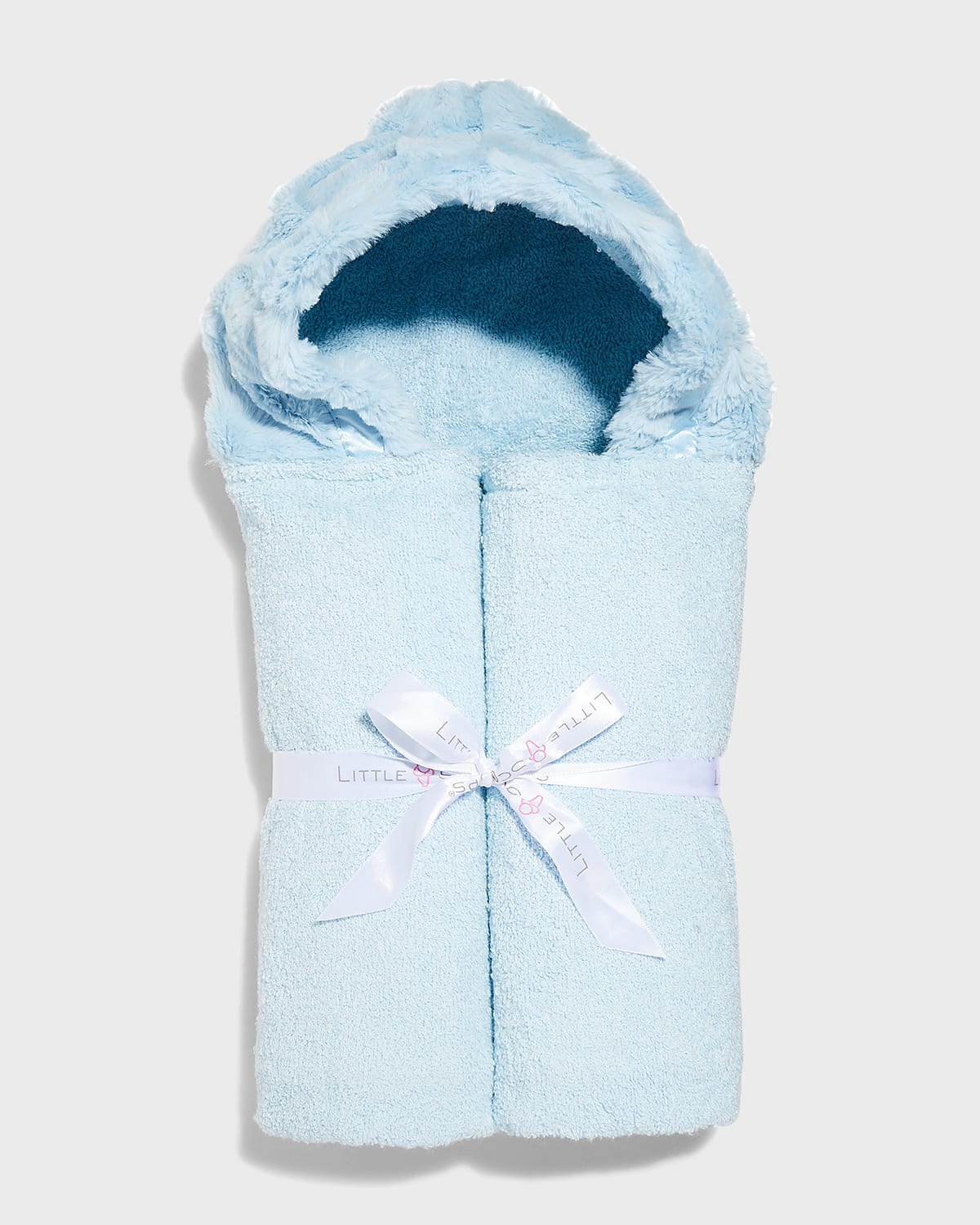 Little Scoops Boy's Plush Hooded Towel In Blue