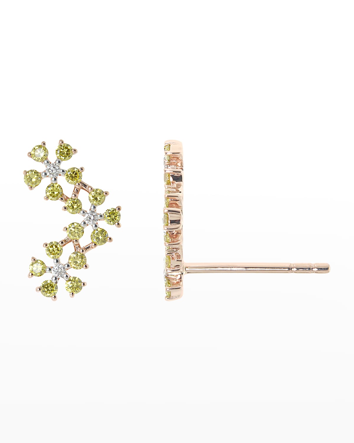 14k Rose Gold Diamond Daisy Climber Earring, Single, Left