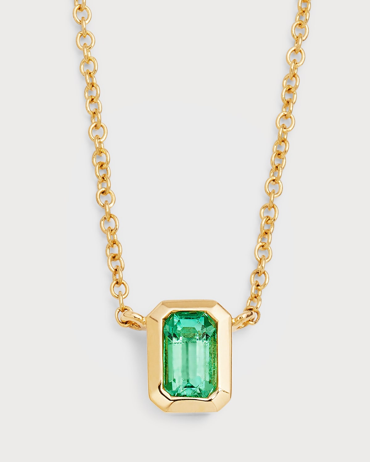 Zoe Lev Jewelry 14k Gold Emerald-cut Emerald Necklace