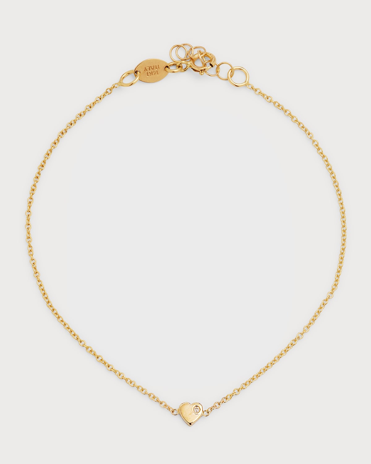 Zoe Lev Jewelry 14k Gold Tiny Heart Bracelet with Diamond