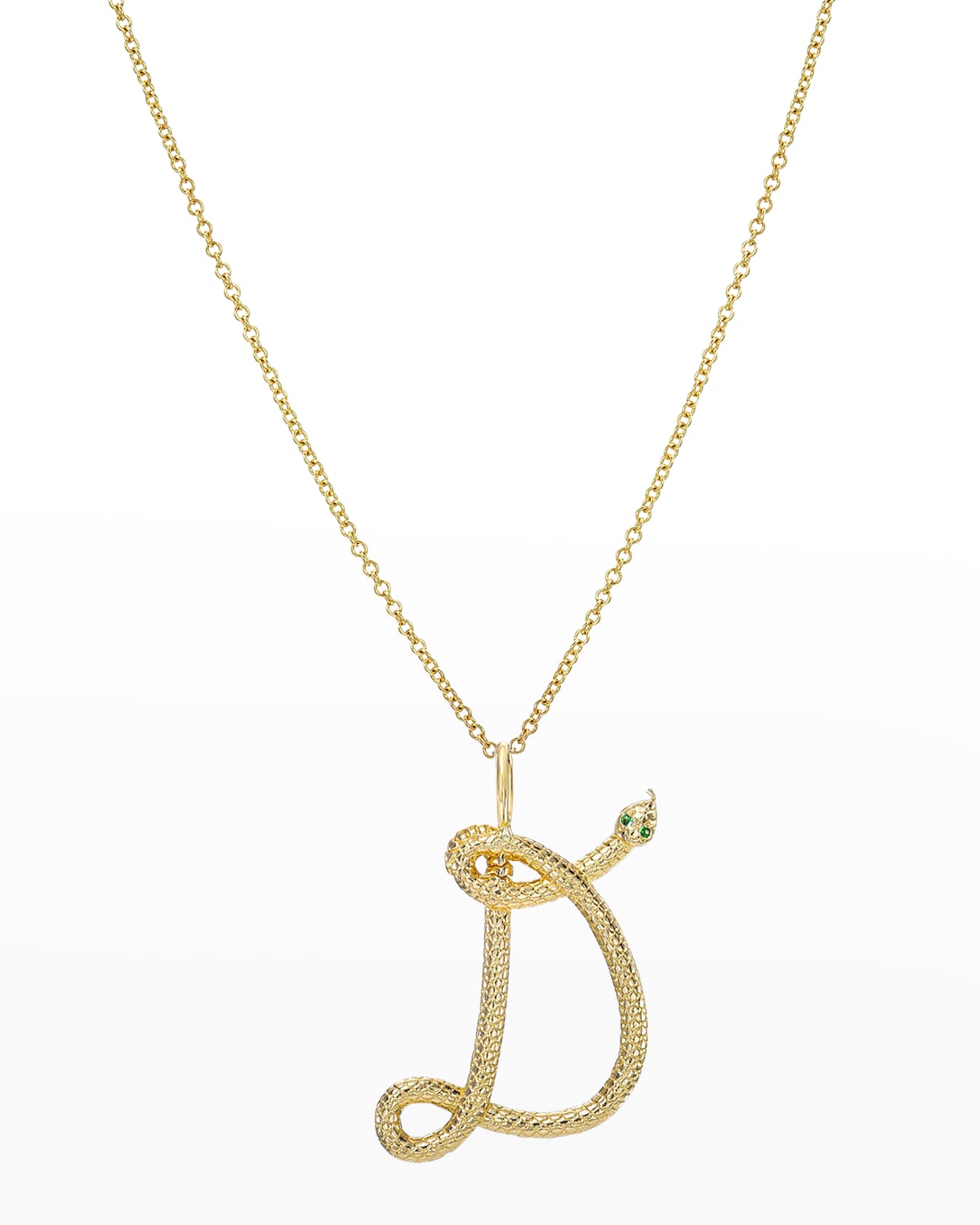 14K Gold Snake Initial Necklace