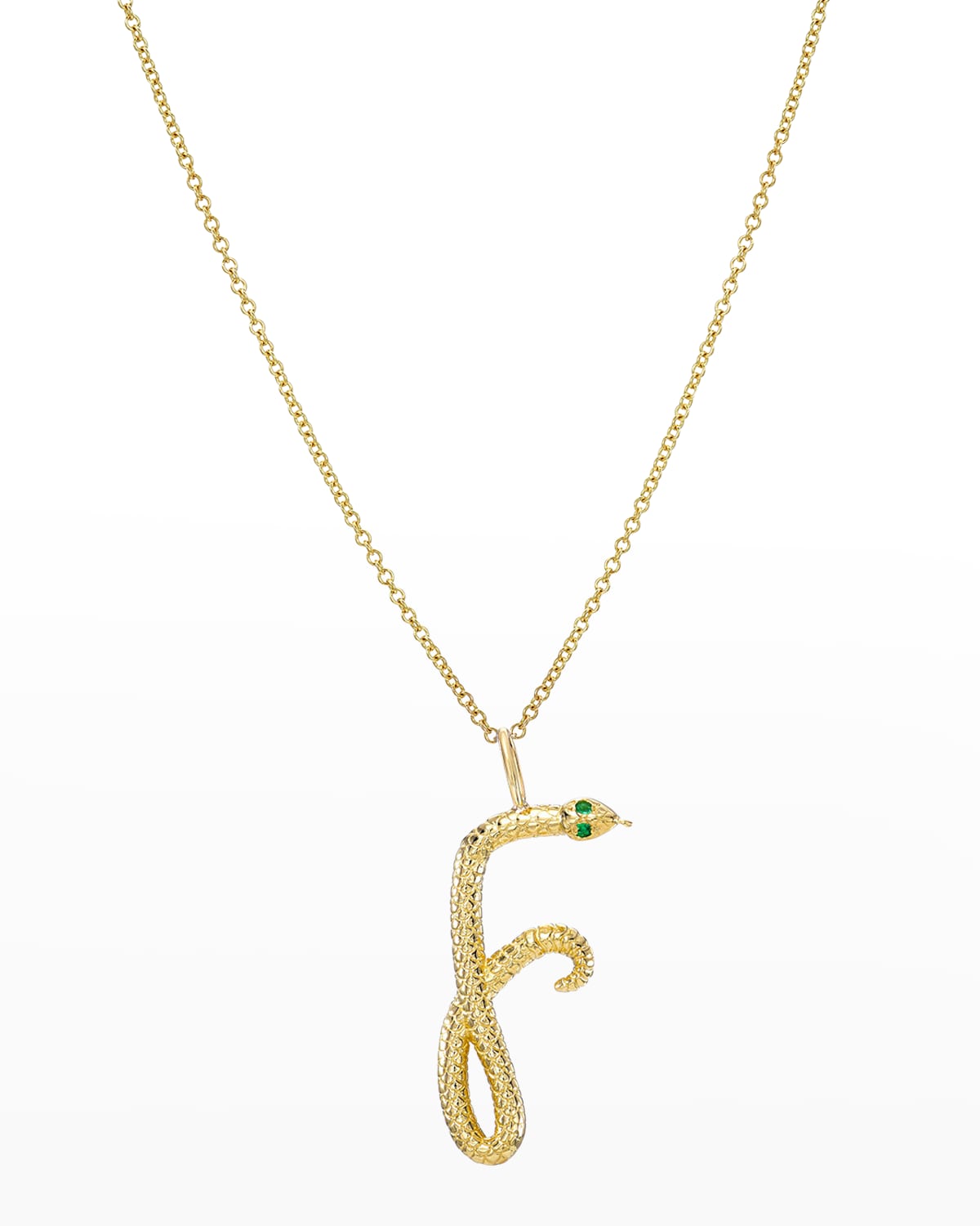 Zoe Lev Jewelry 14k Gold Snake Initial Necklace In F