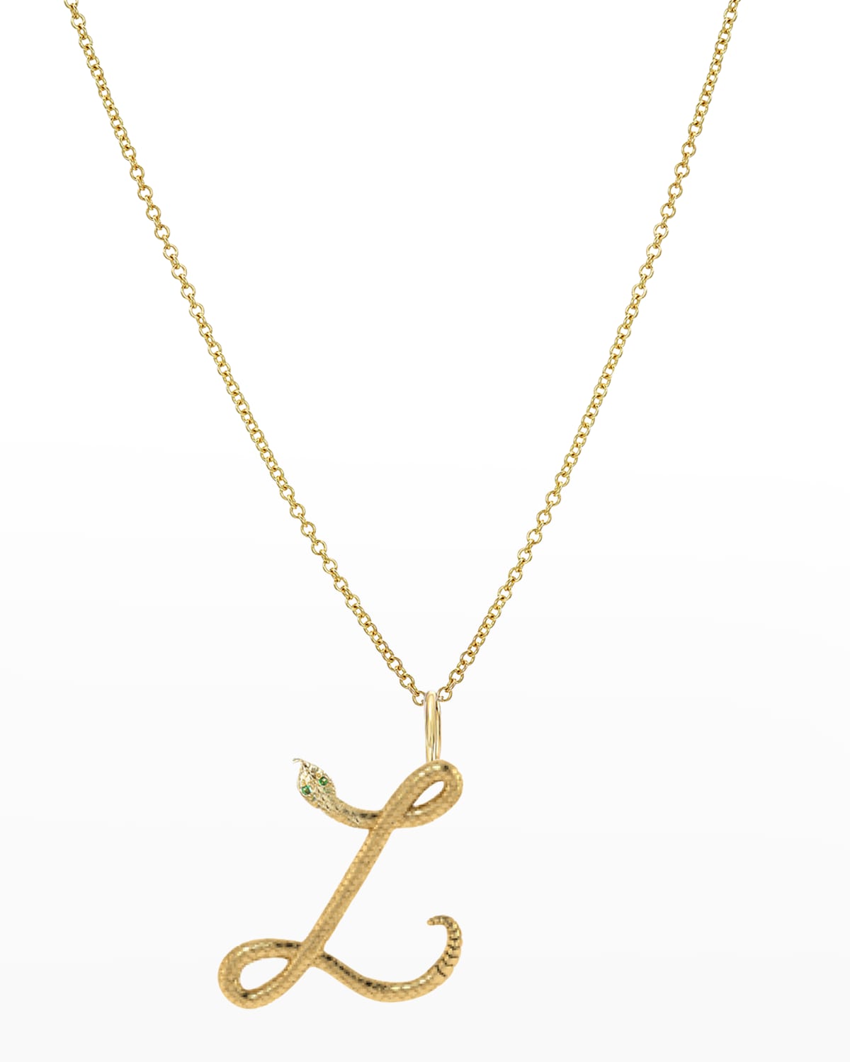 Zoe Lev Jewelry 14k Gold Snake Initial Necklace In L