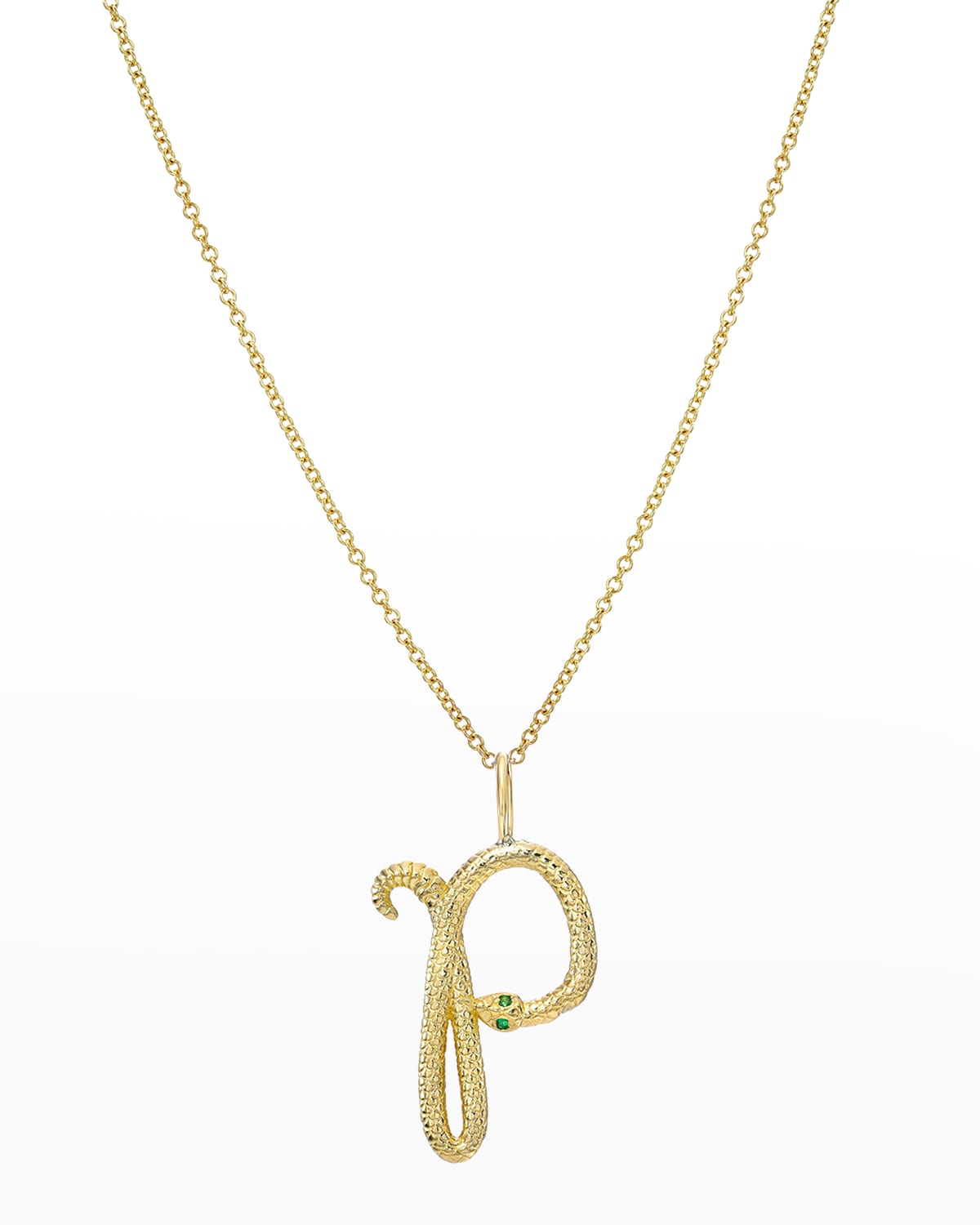 Zoe Lev Jewelry 14k Gold Snake Initial Necklace In P