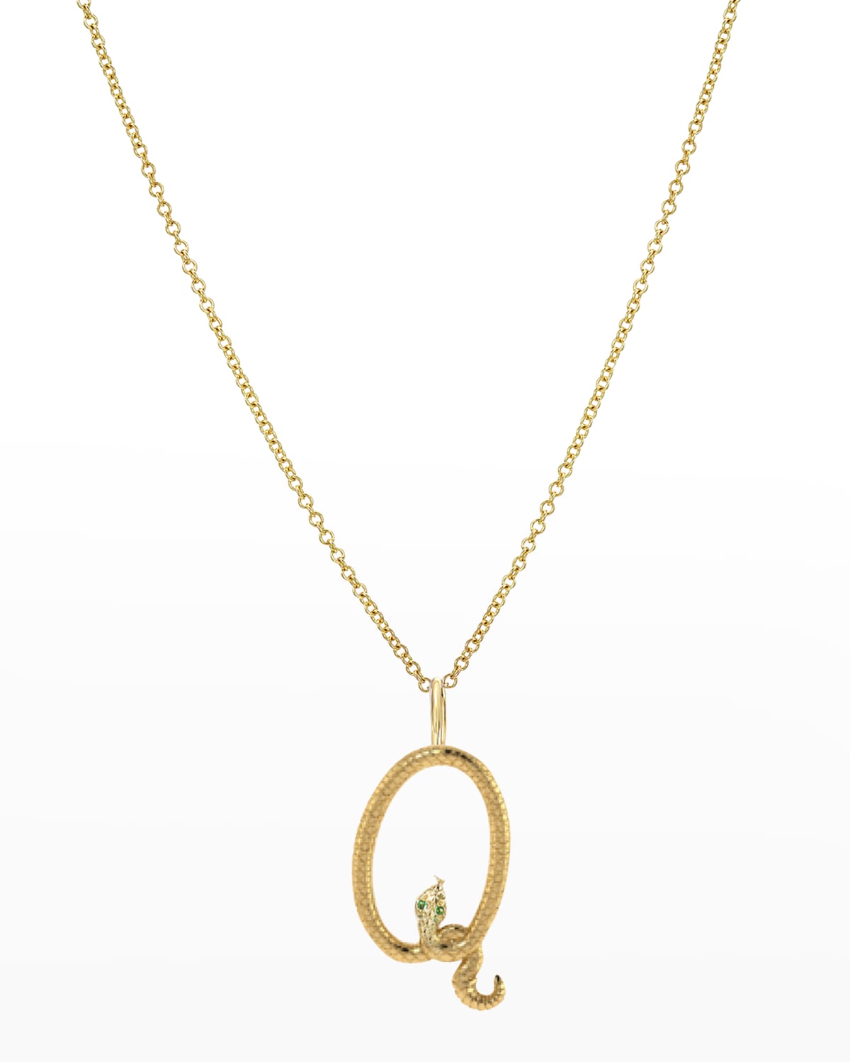 Zoe Lev Jewelry 14k Gold Snake Initial Necklace In Q