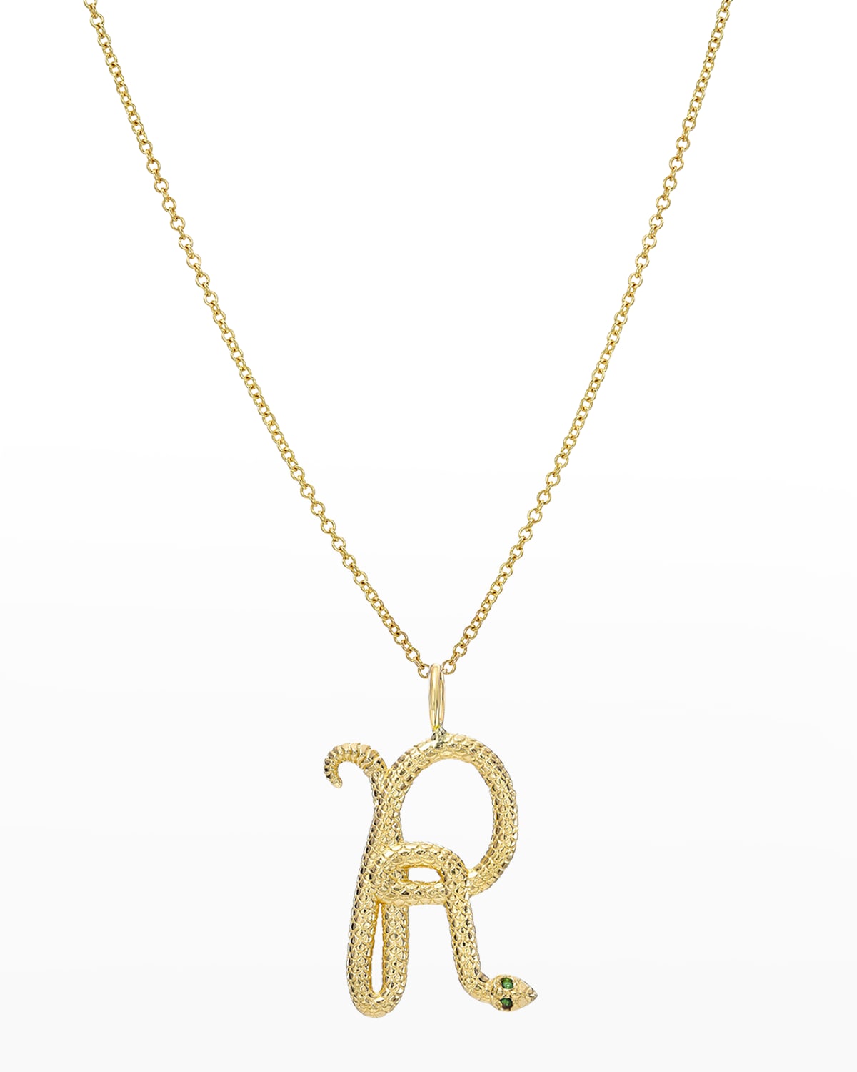 14K Gold Snake Initial Necklace