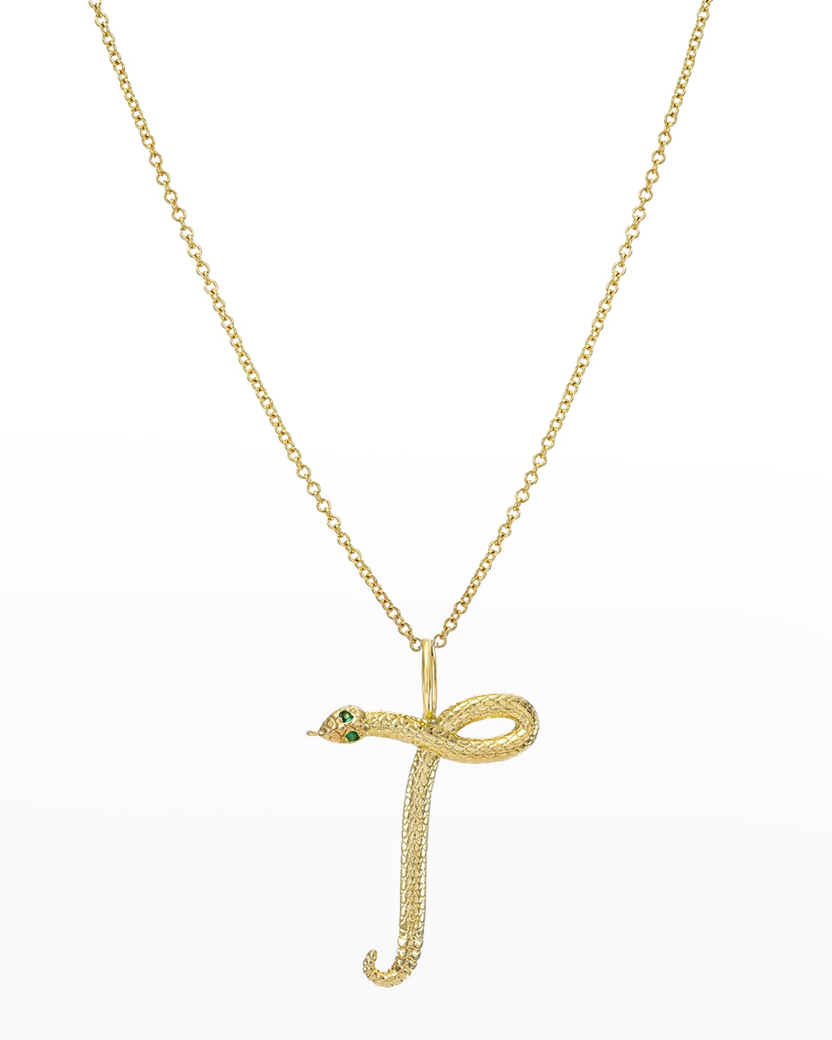 Zoe Lev Jewelry 14k Gold Snake Initial Necklace In T