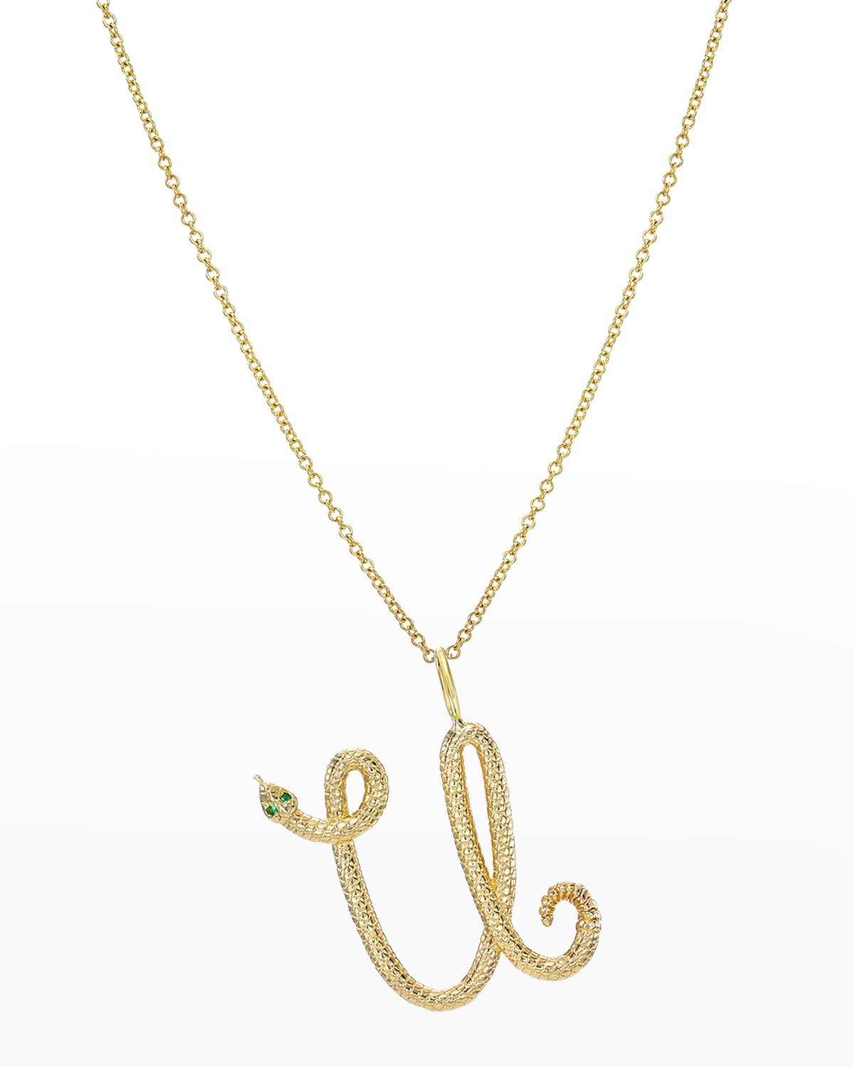 Zoe Lev Jewelry 14k Gold Snake Initial Necklace In U