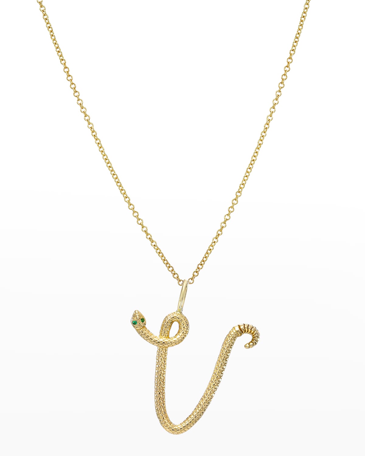 Zoe Lev Jewelry 14k Gold Snake Initial Necklace In V
