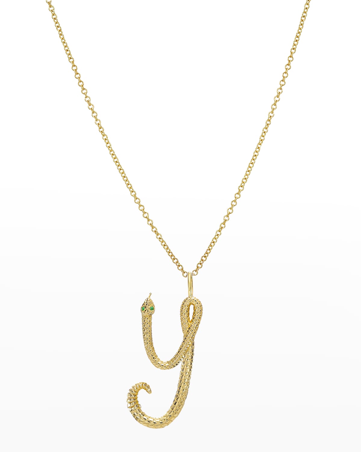 Zoe Lev Jewelry 14k Gold Snake Initial Necklace In Y