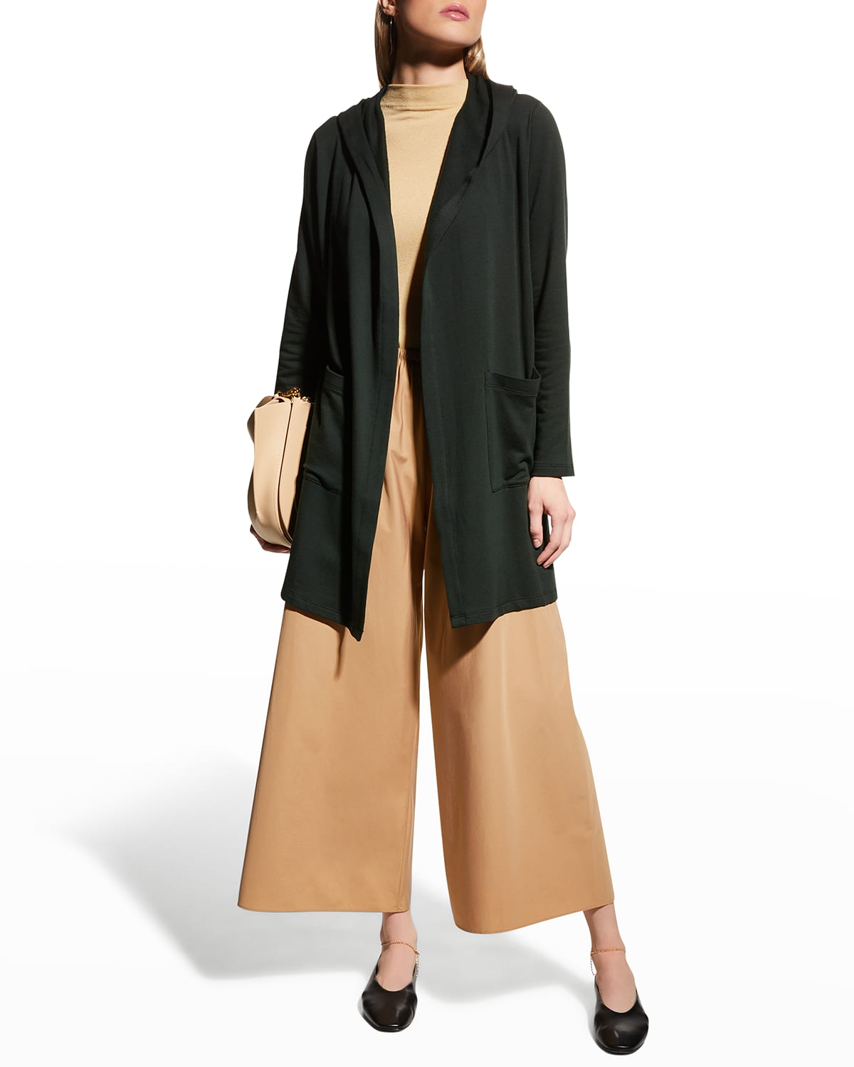 Eileen Fisher Lyocell-Organic Cotton Fleece Hooded Jacket