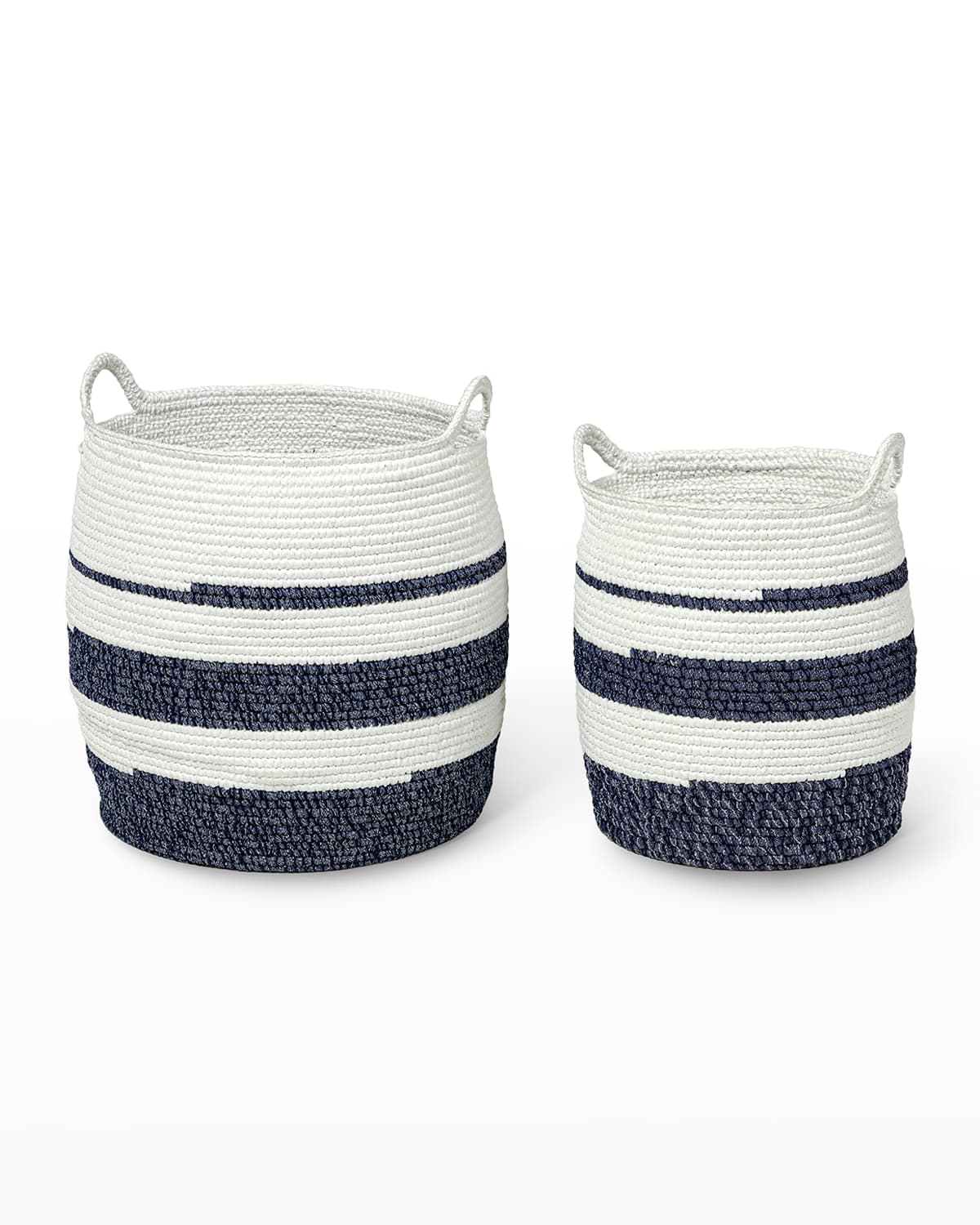Shop Palecek Cheyenne Baskets, Set Of 2 In White &amp; Navy