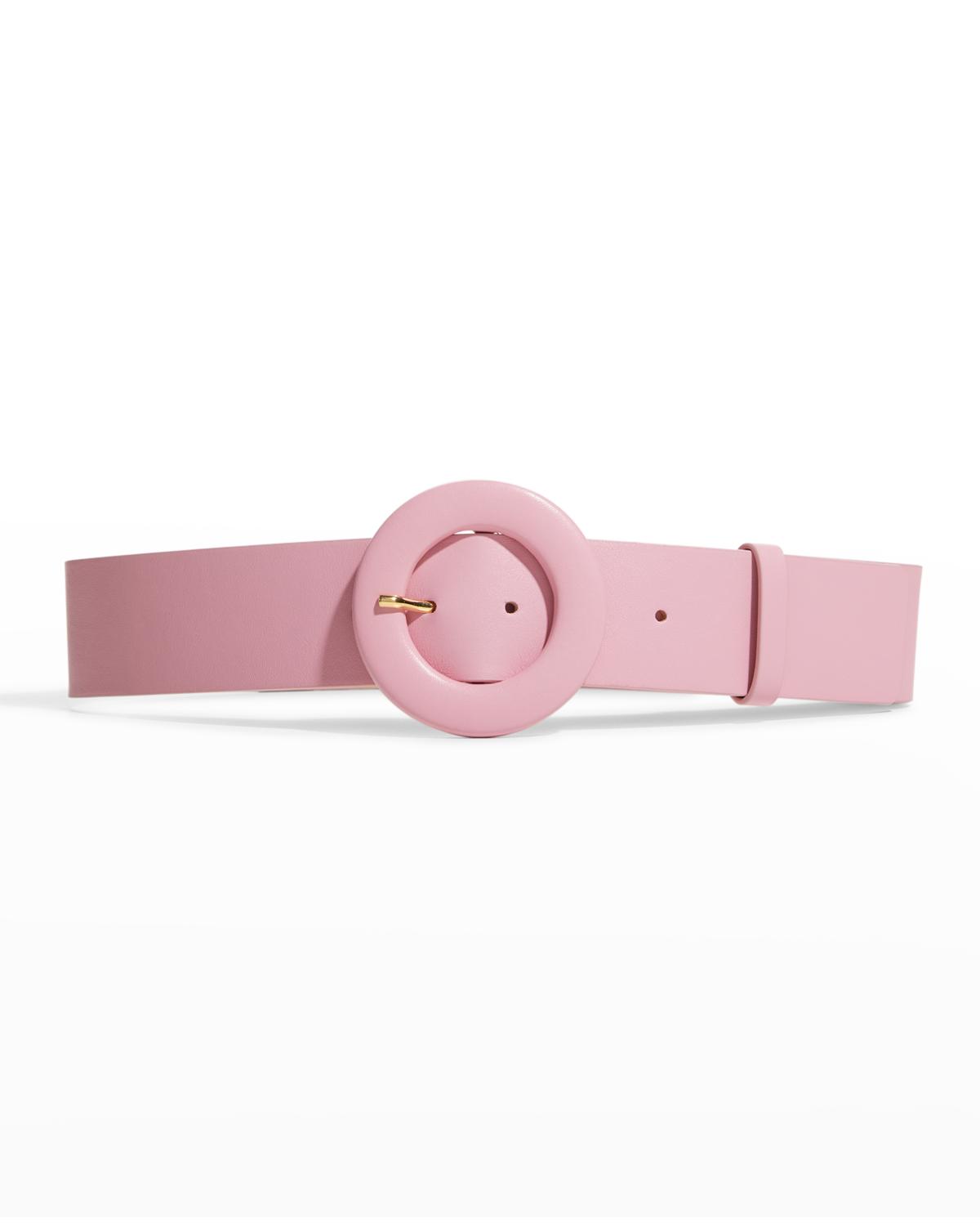 Leather Circle Buckle Belt - Pink Modern Belt - Pink main image 4