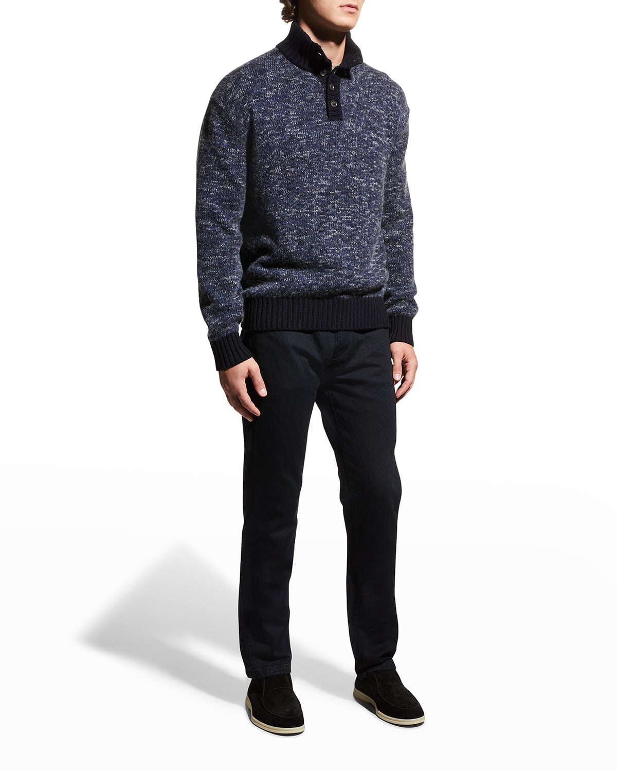 Tarland Cashmere/Silk 1/4-Button Sweater