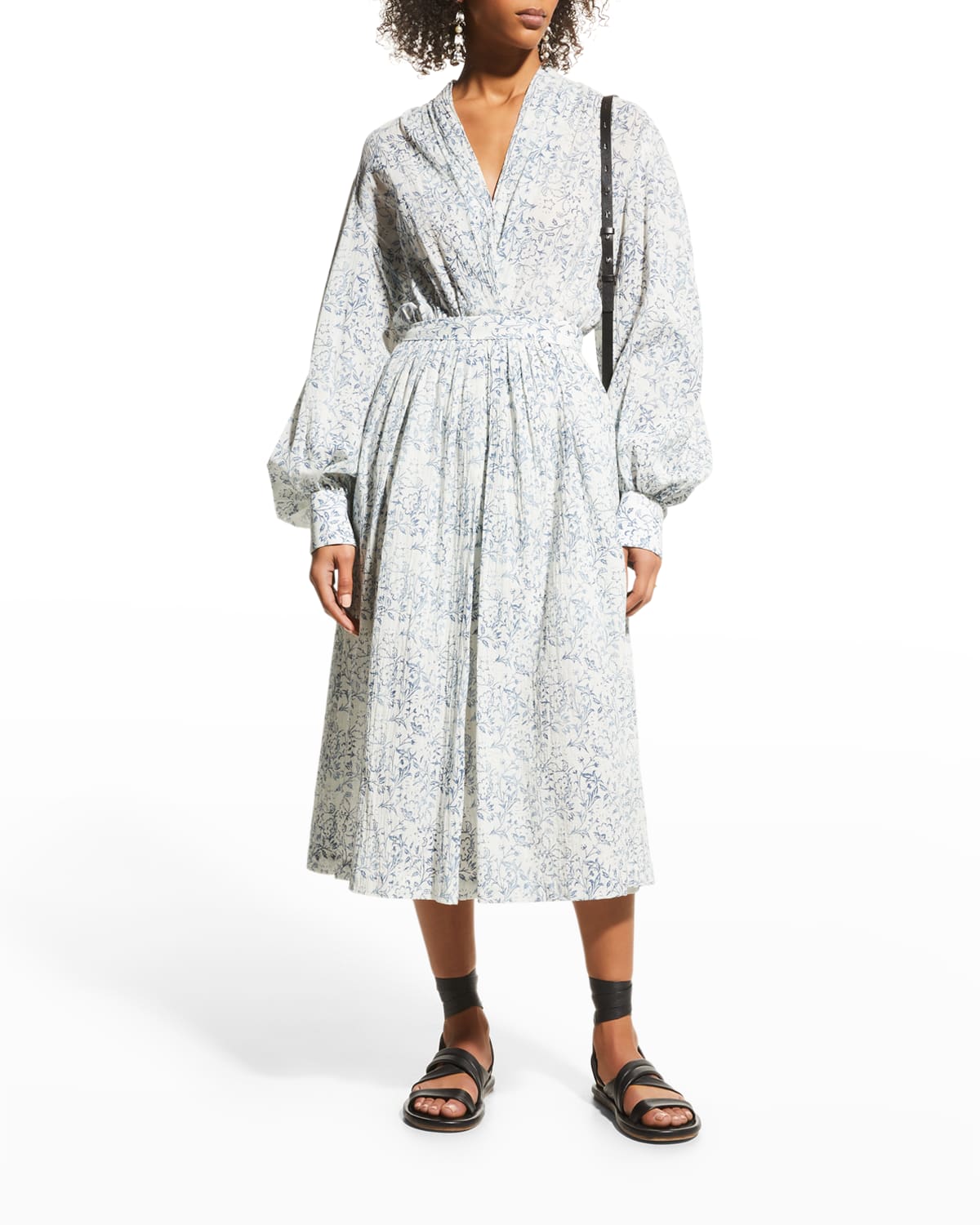 Dawei Studio Blouson-Sleeve Midi Dress