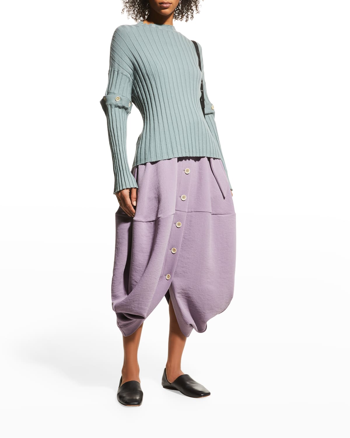 Dawei Studio Cotton-Cashmere Sweater w/ Detachable Sleeves