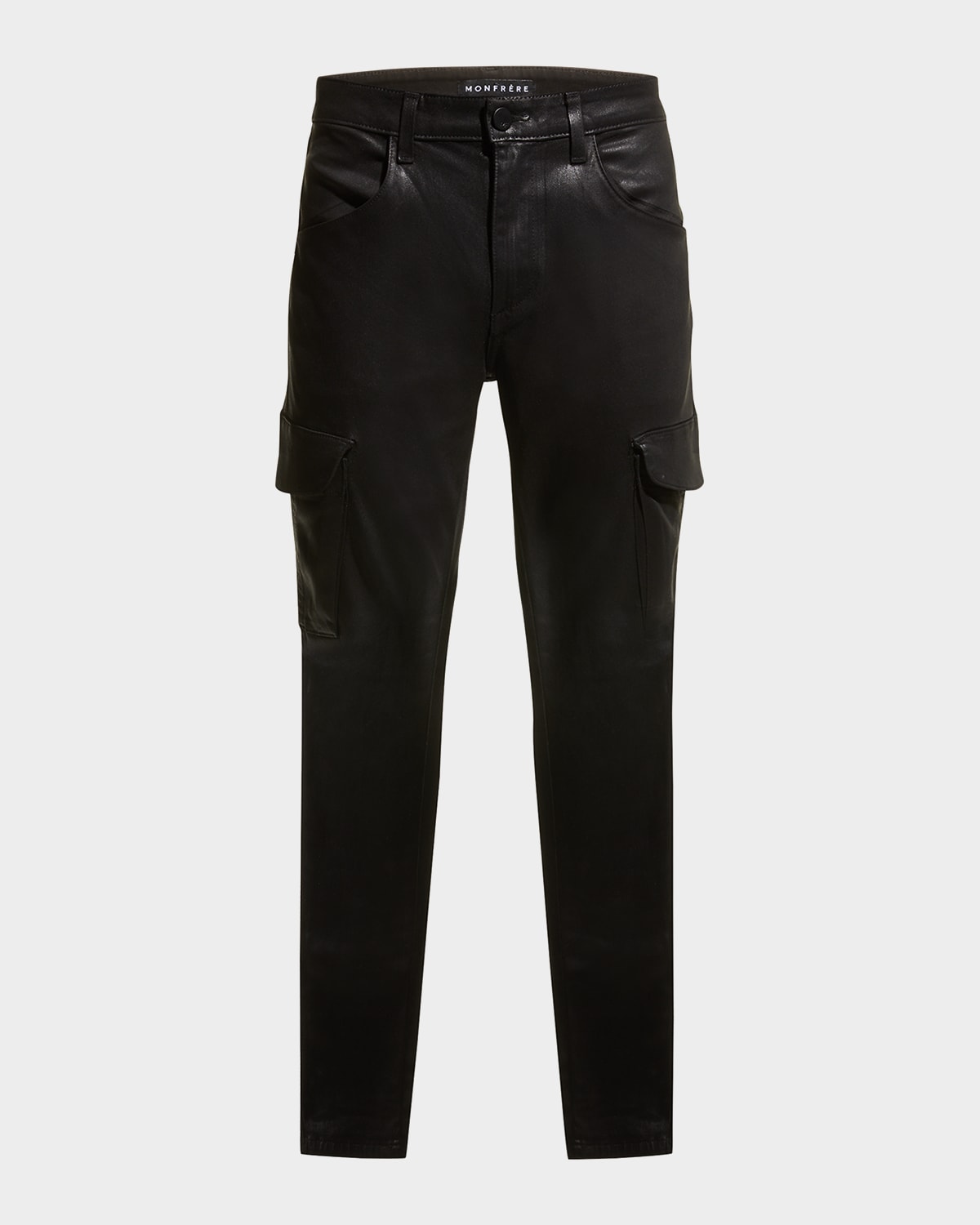 Shop Monfrere Men's Preston Coated Denim Cargo Pants In Coated Noir