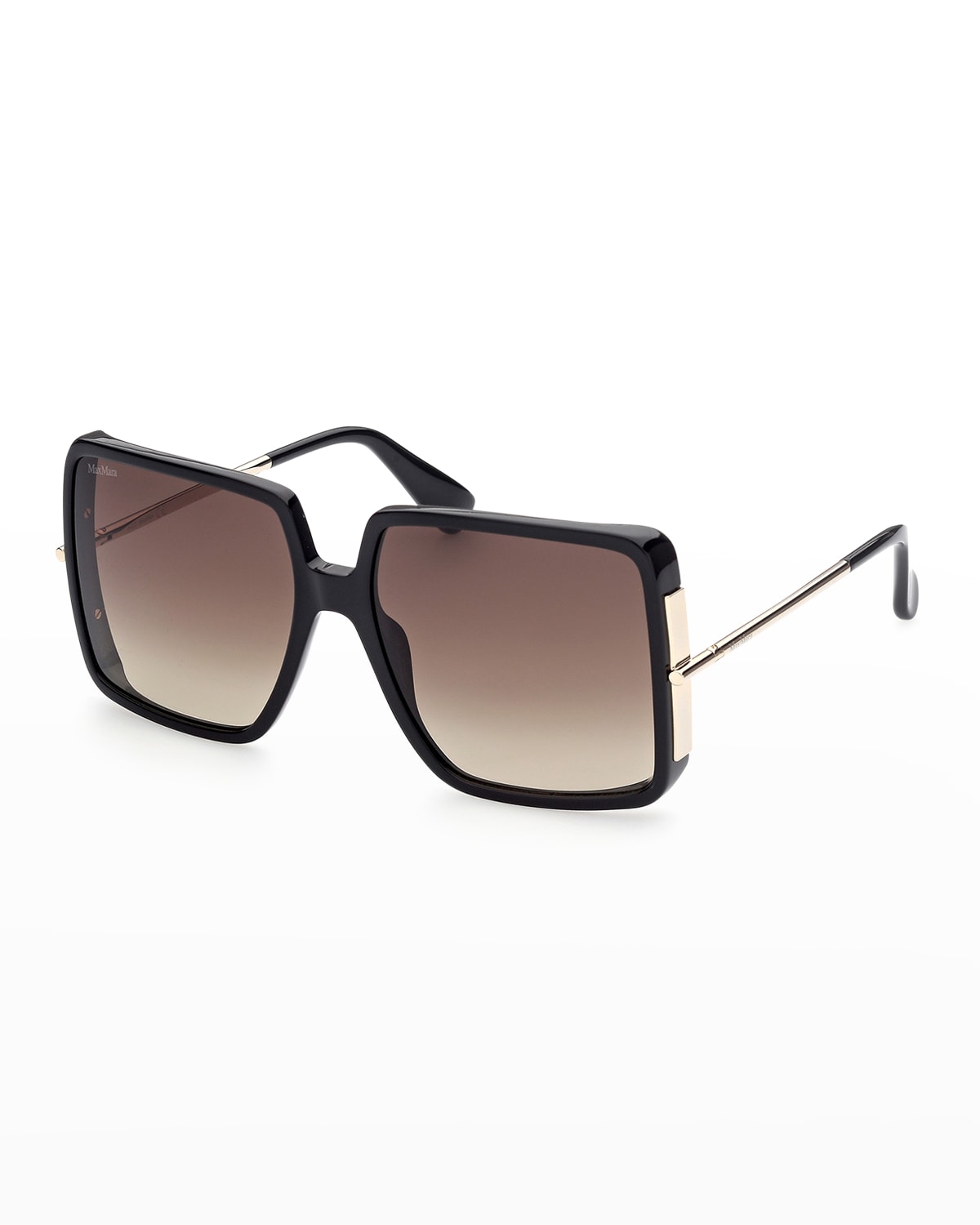 Shop Max Mara Malibu Square Acetate Sunglasses In Black / Brown