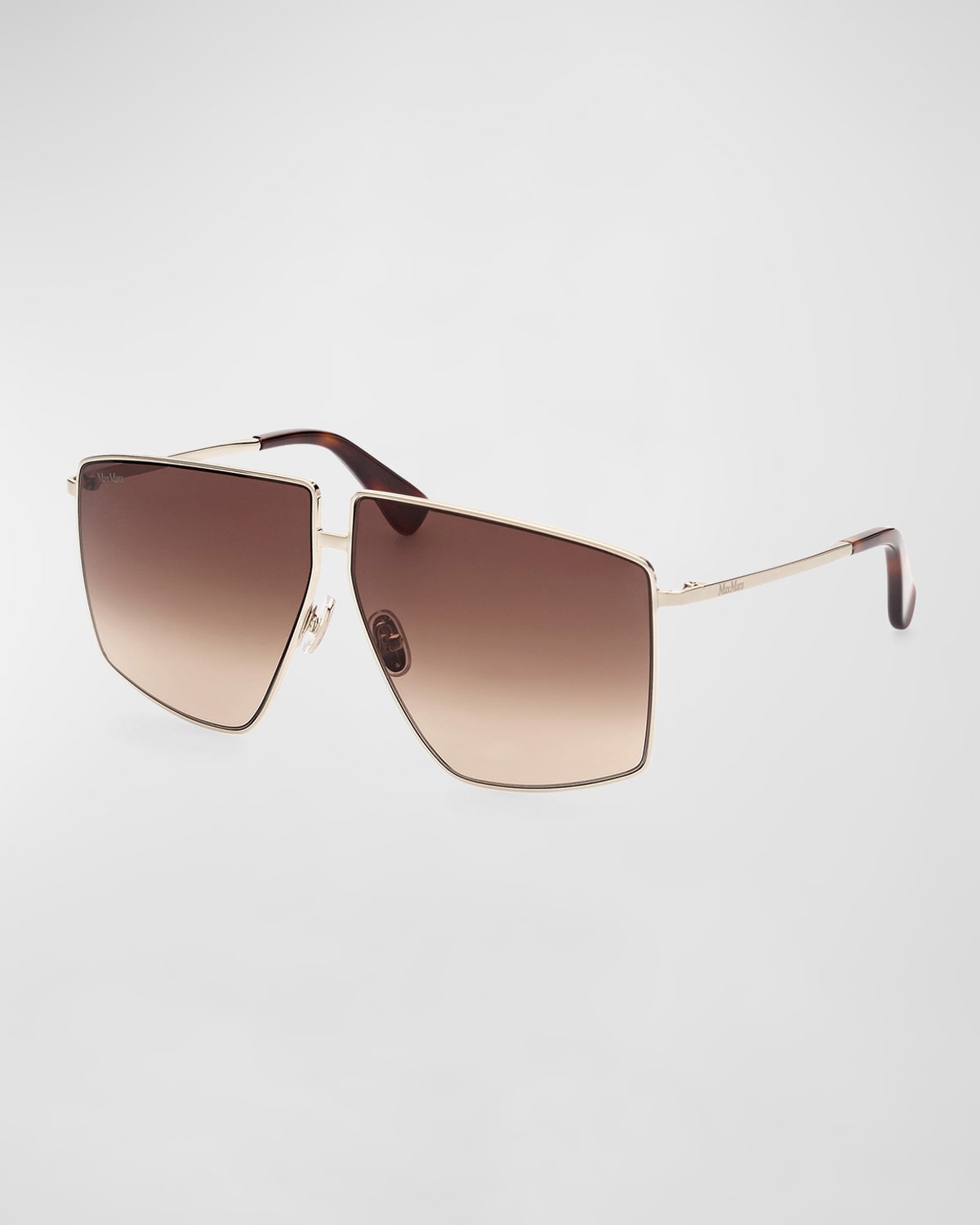 Shop Max Mara Lee Mirrored Square Metal Sunglasses In Yellow / Brown