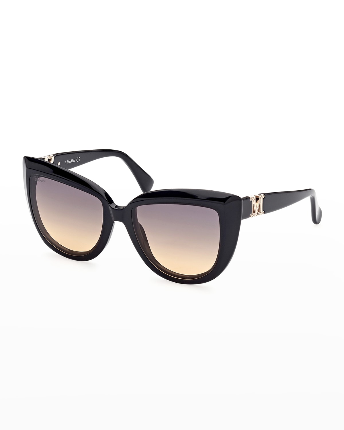 Max Mara Emme Plastic Cat-eye Sunglasses In 01b Black/grey