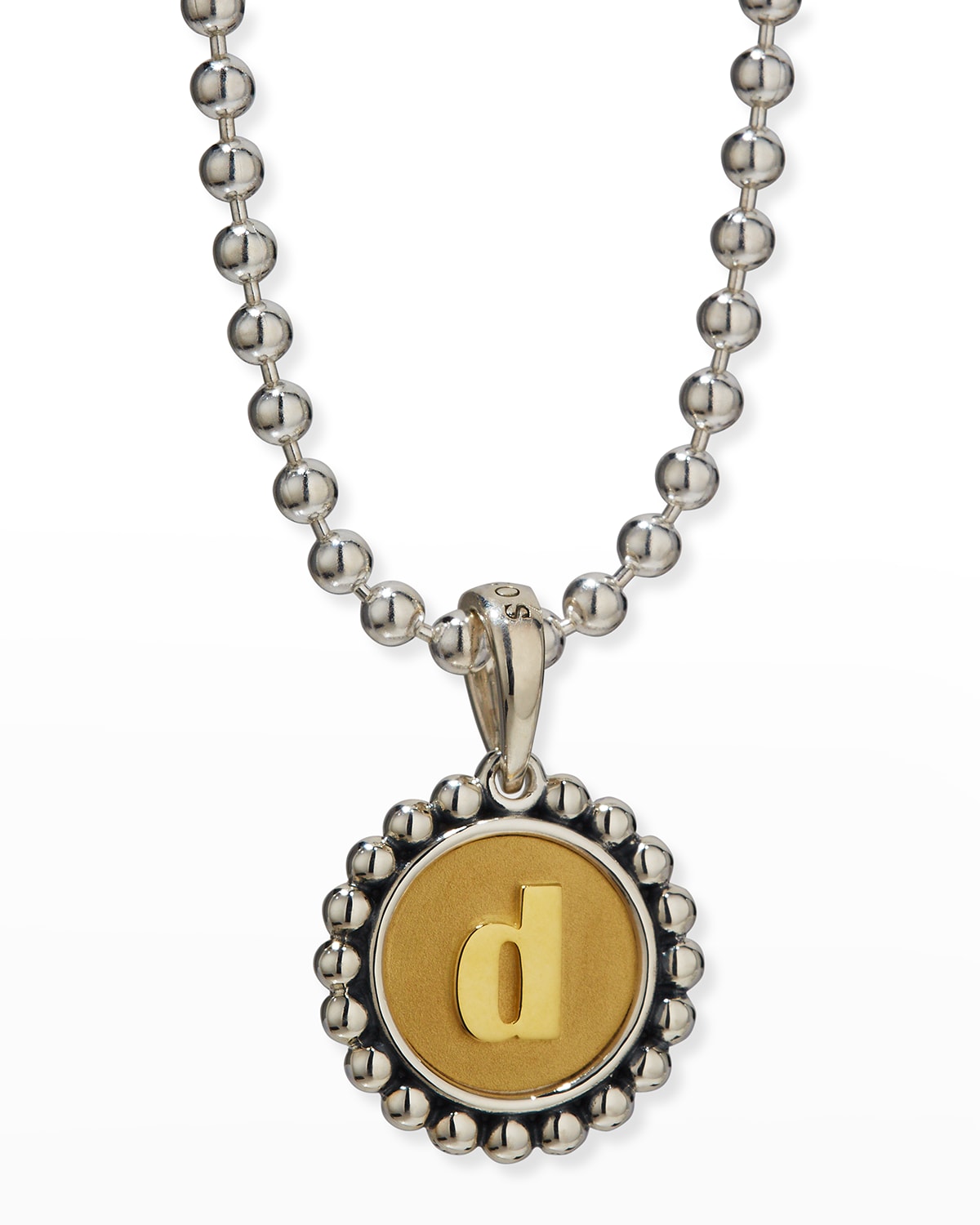 Lagos Signature Caviar Initial Two-tone Circle Pendant In D