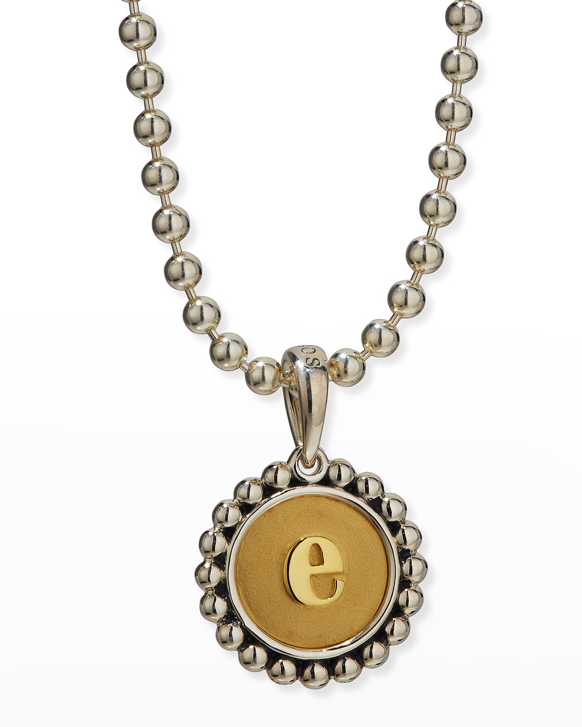 Lagos Signature Caviar Initial Two-tone Circle Pendant In E