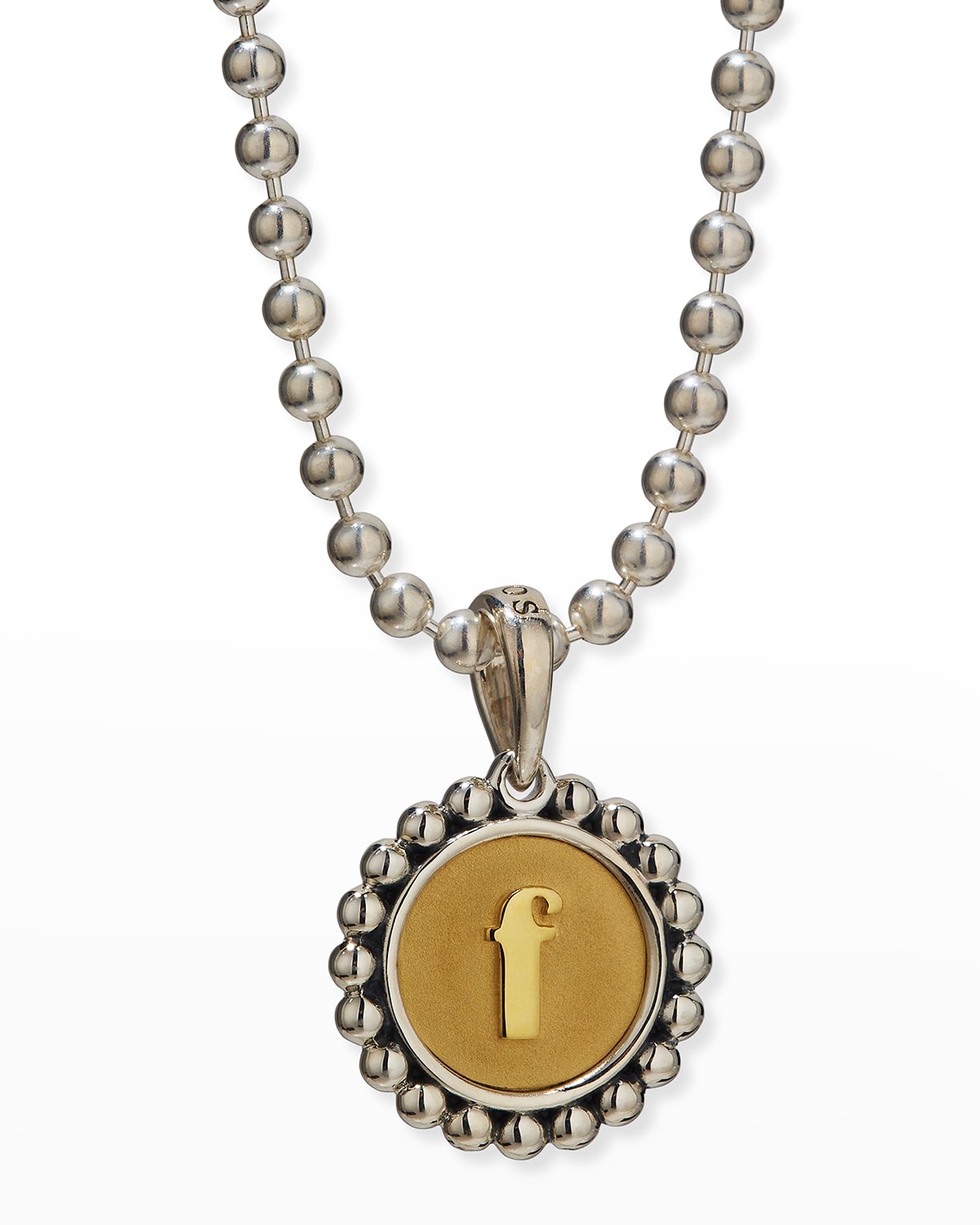 Lagos Signature Caviar Initial Two-tone Circle Pendant In F