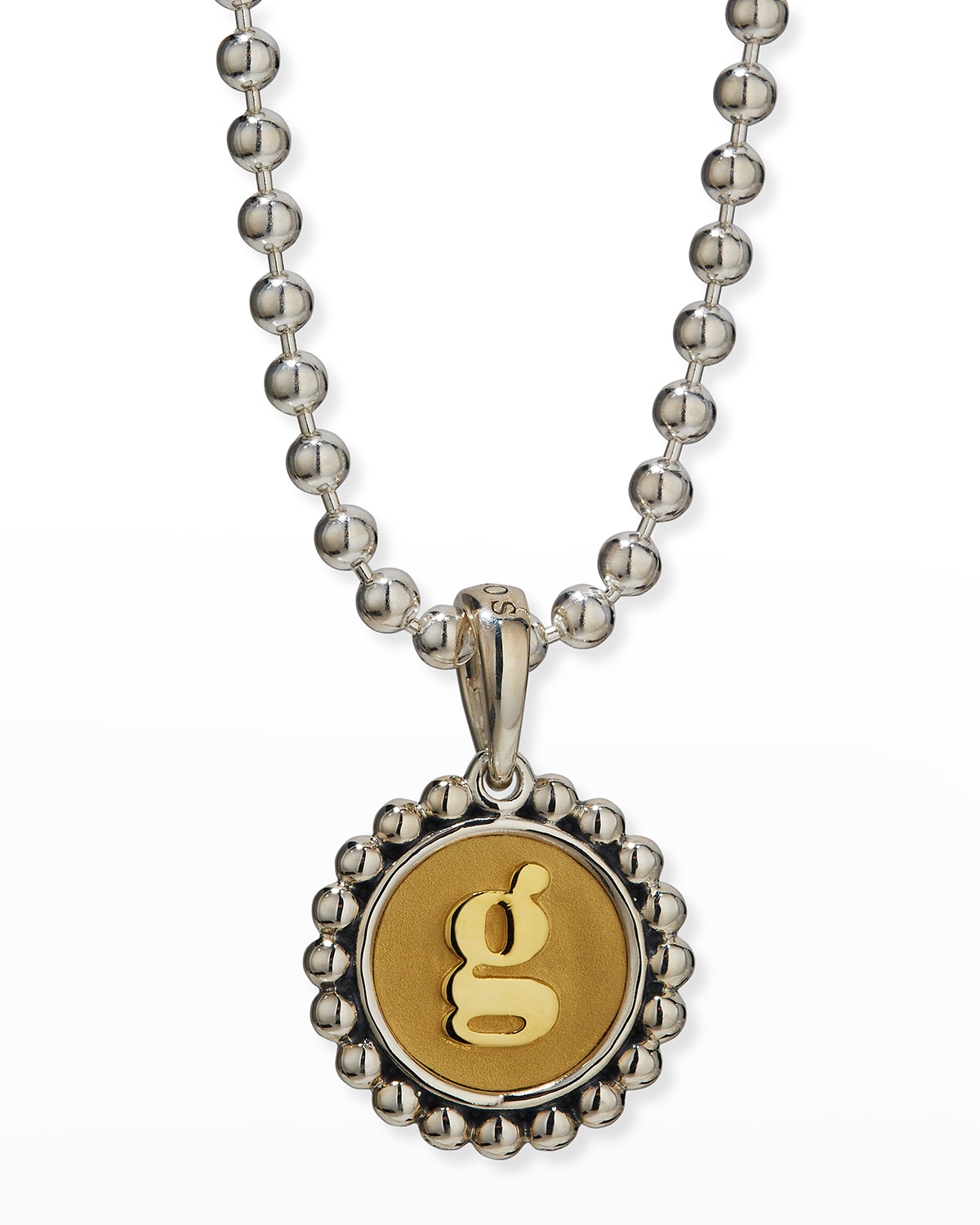 Signature Caviar Initial Two-Tone Circle Pendant