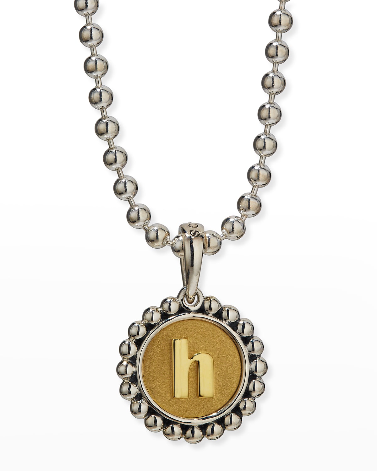 Lagos Sterling Silver And 18k Yellow Gold Signature Caviar Initial Pendant Necklace, 16 In H