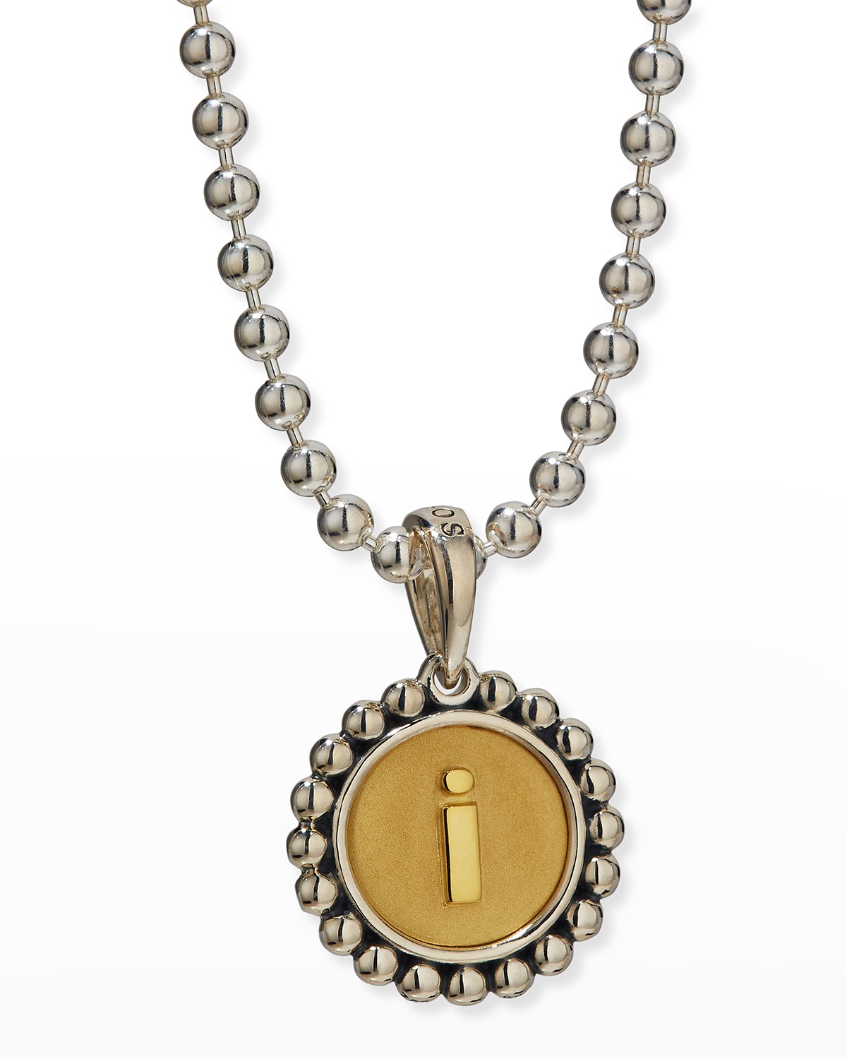 Signature Caviar Initial Two-Tone Circle Pendant