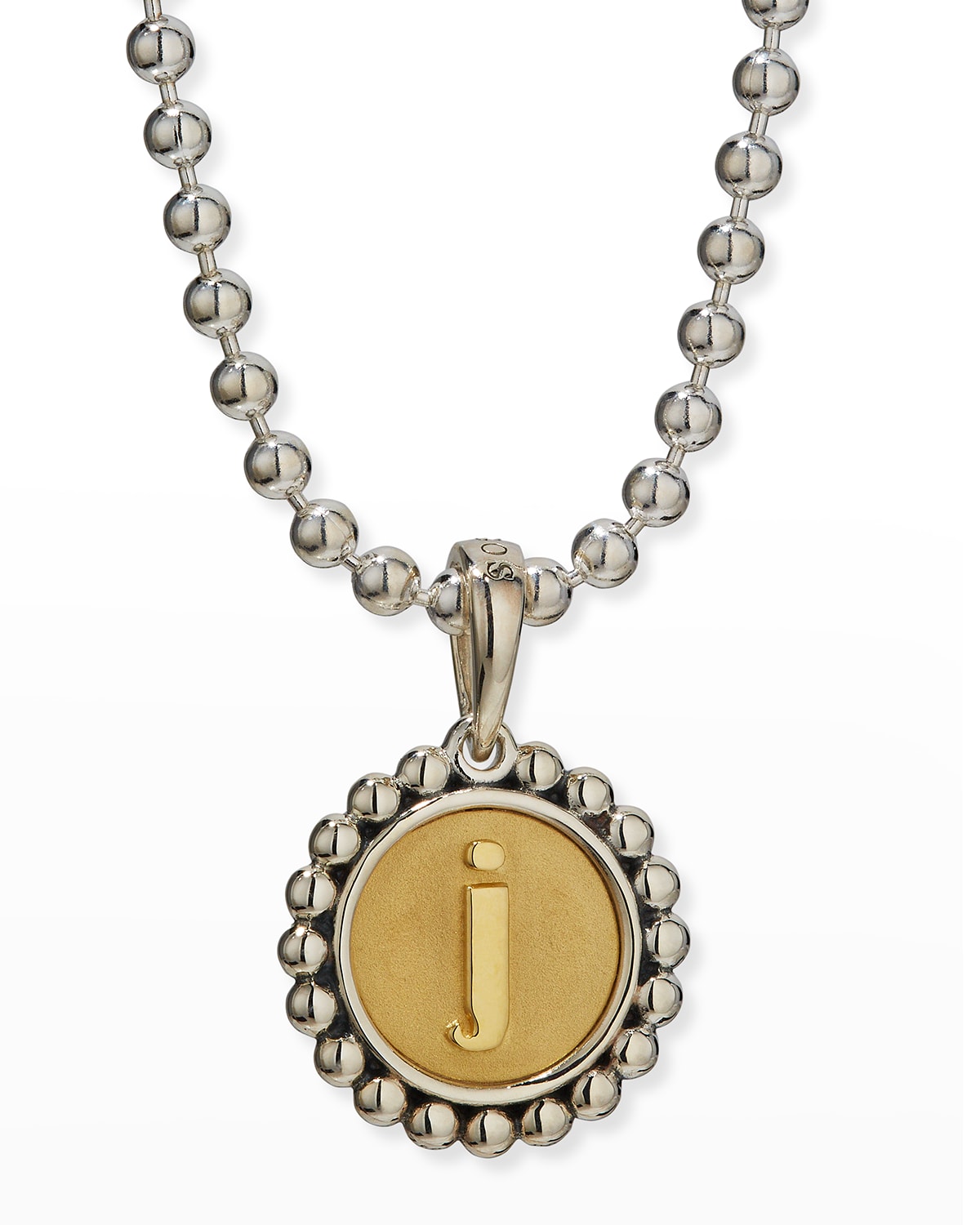 LAGOS SIGNATURE CAVIAR INITIAL TWO-TONE CIRCLE PENDANT