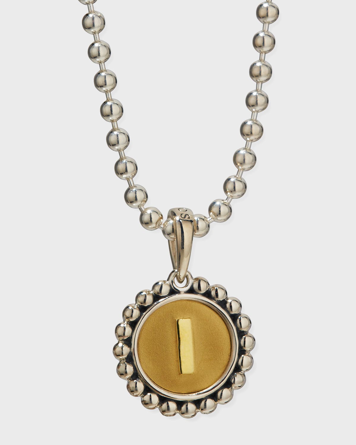 Lagos Signature Caviar Initial Two-tone Circle Pendant In L