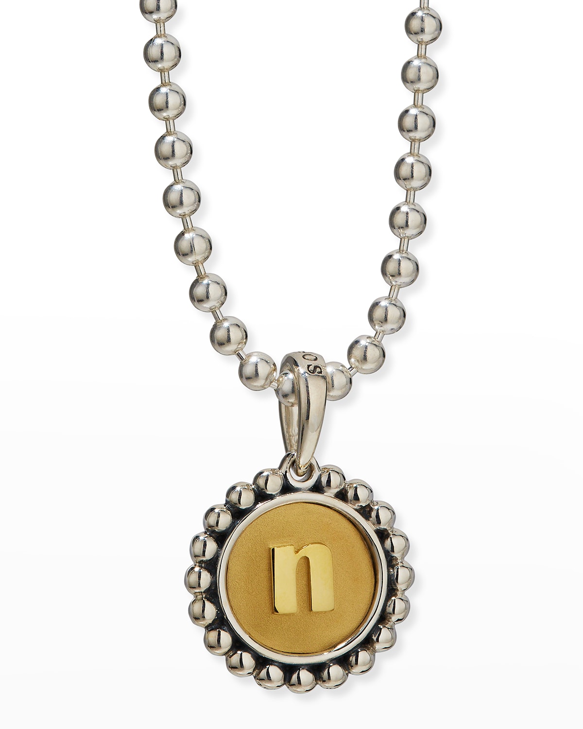 Lagos Signature Caviar Initial Two-tone Circle Pendant In N