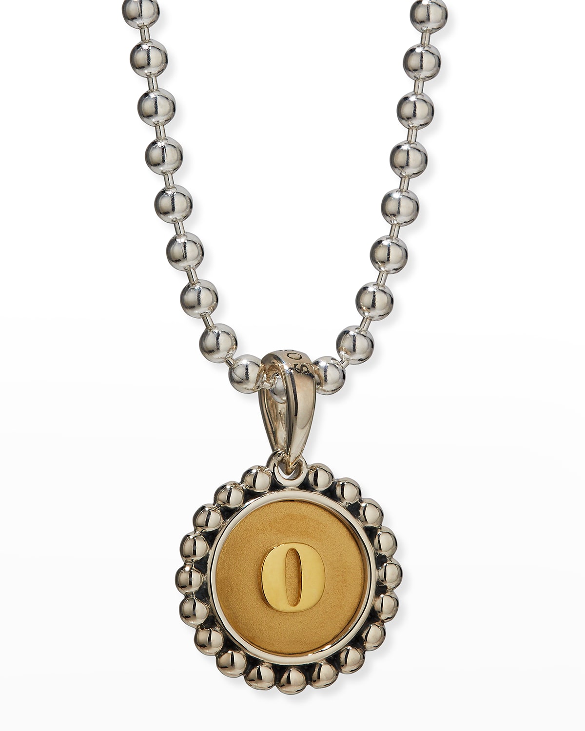 Lagos Signature Caviar Initial Two-tone Circle Pendant In O