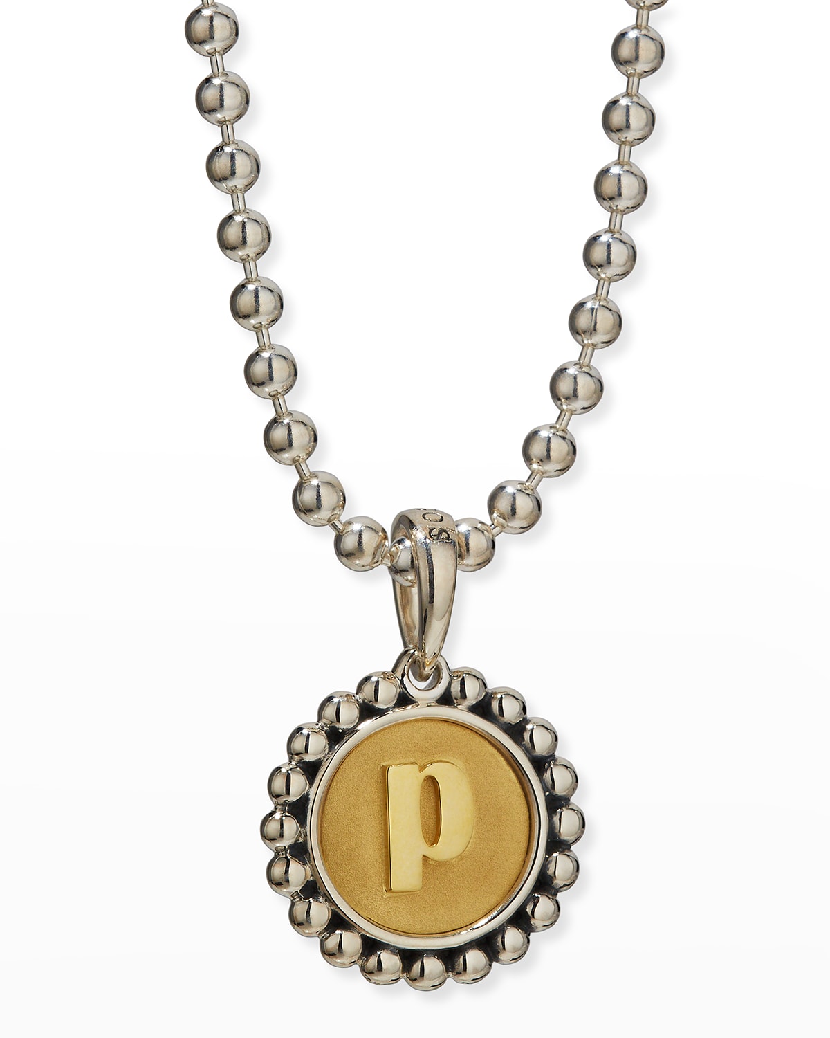 Lagos Signature Caviar Initial Two-tone Circle Pendant