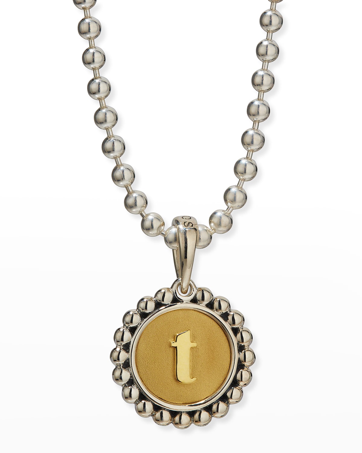 Lagos Signature Caviar Initial Two-tone Circle Pendant