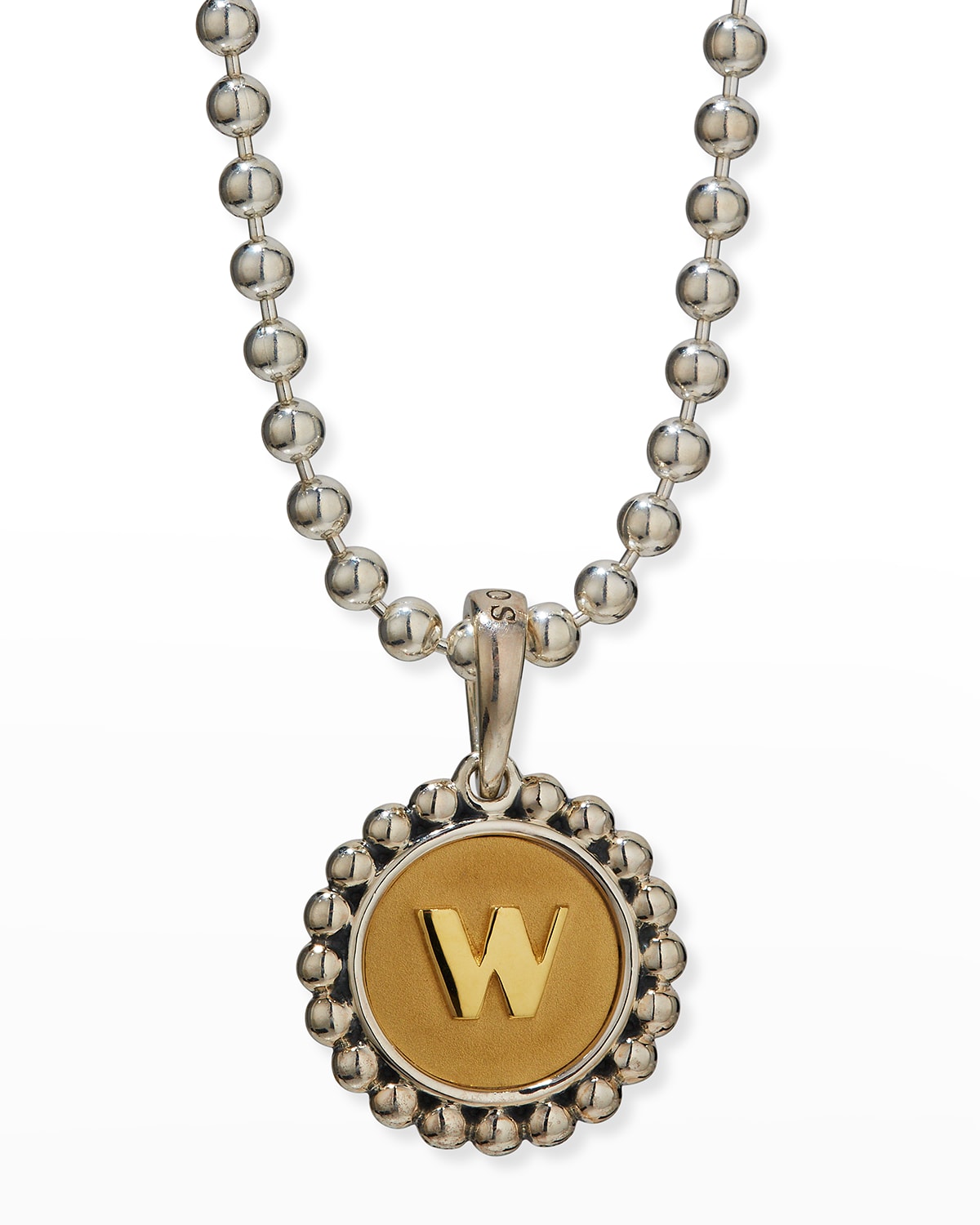 Lagos Signature Caviar Initial Two-tone Circle Pendant In W