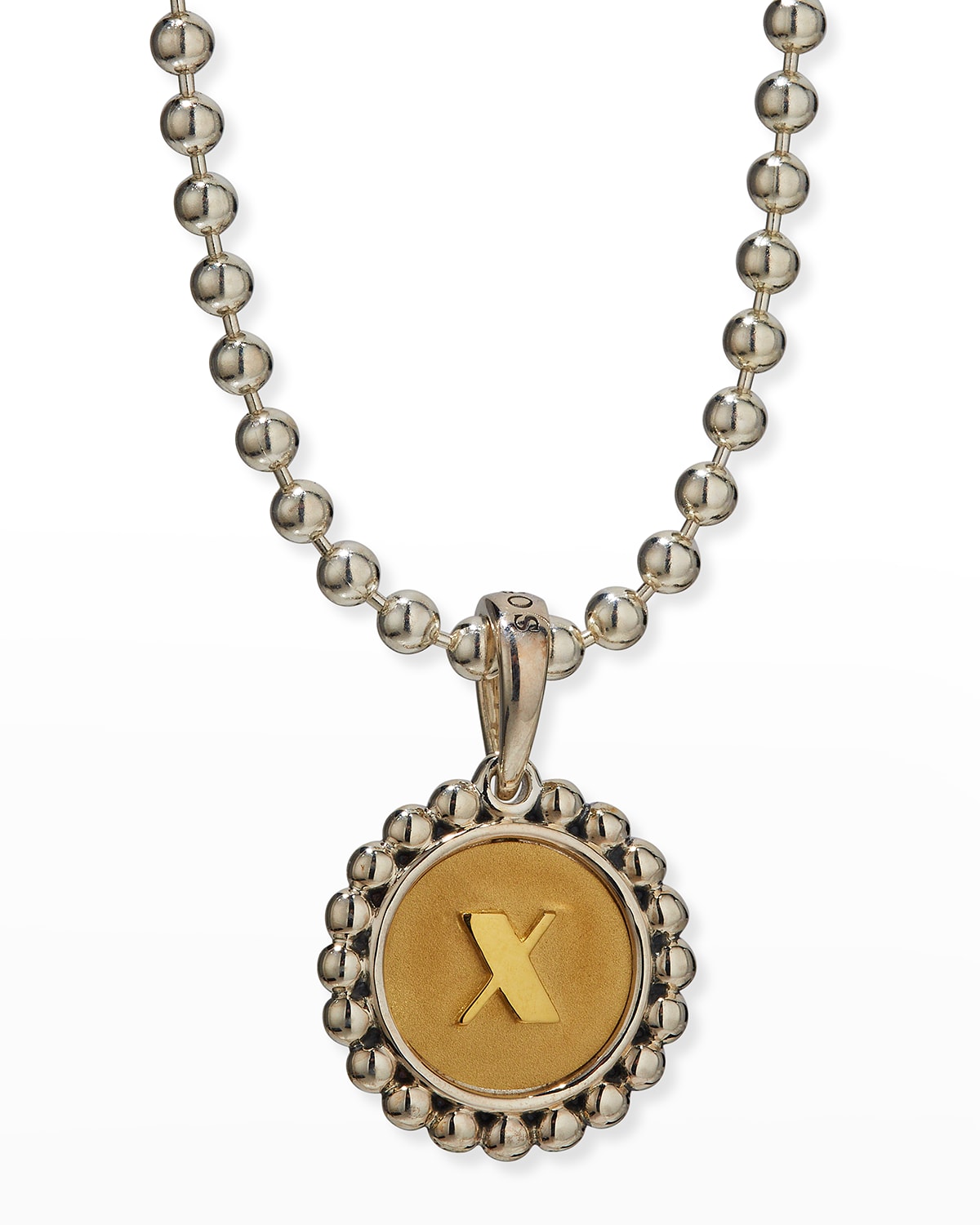 Lagos Signature Caviar Initial Two-tone Circle Pendant In X