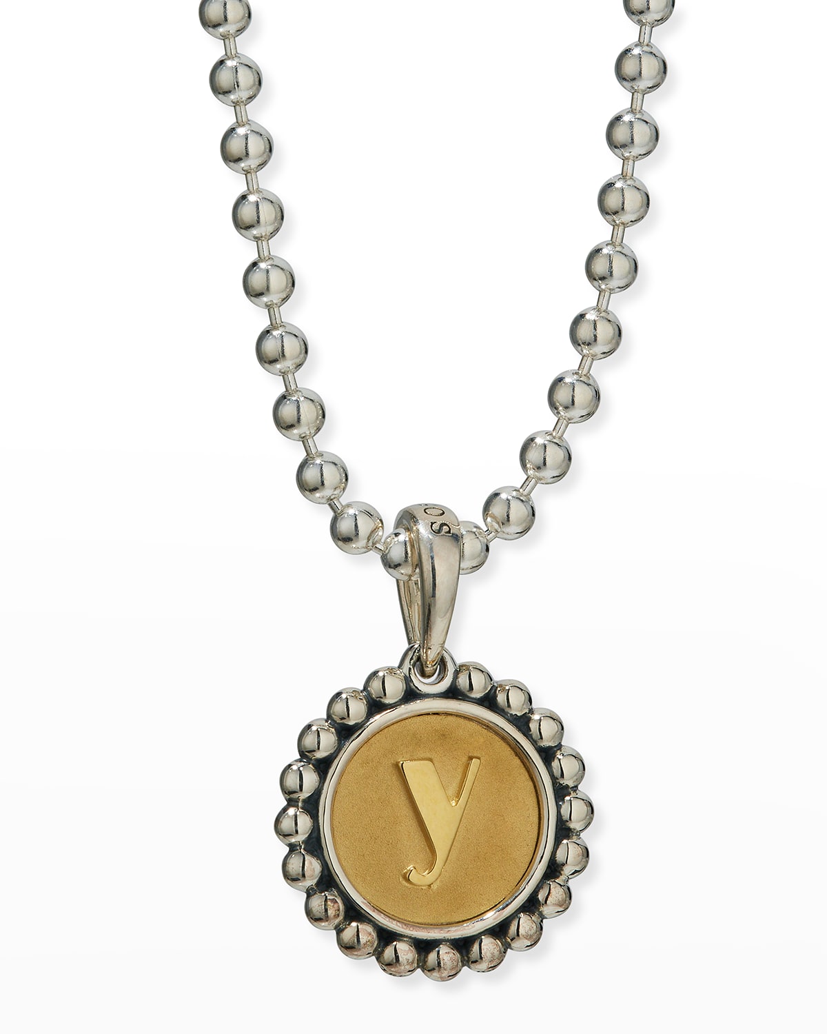 Lagos Signature Caviar Initial Two-tone Circle Pendant In Y