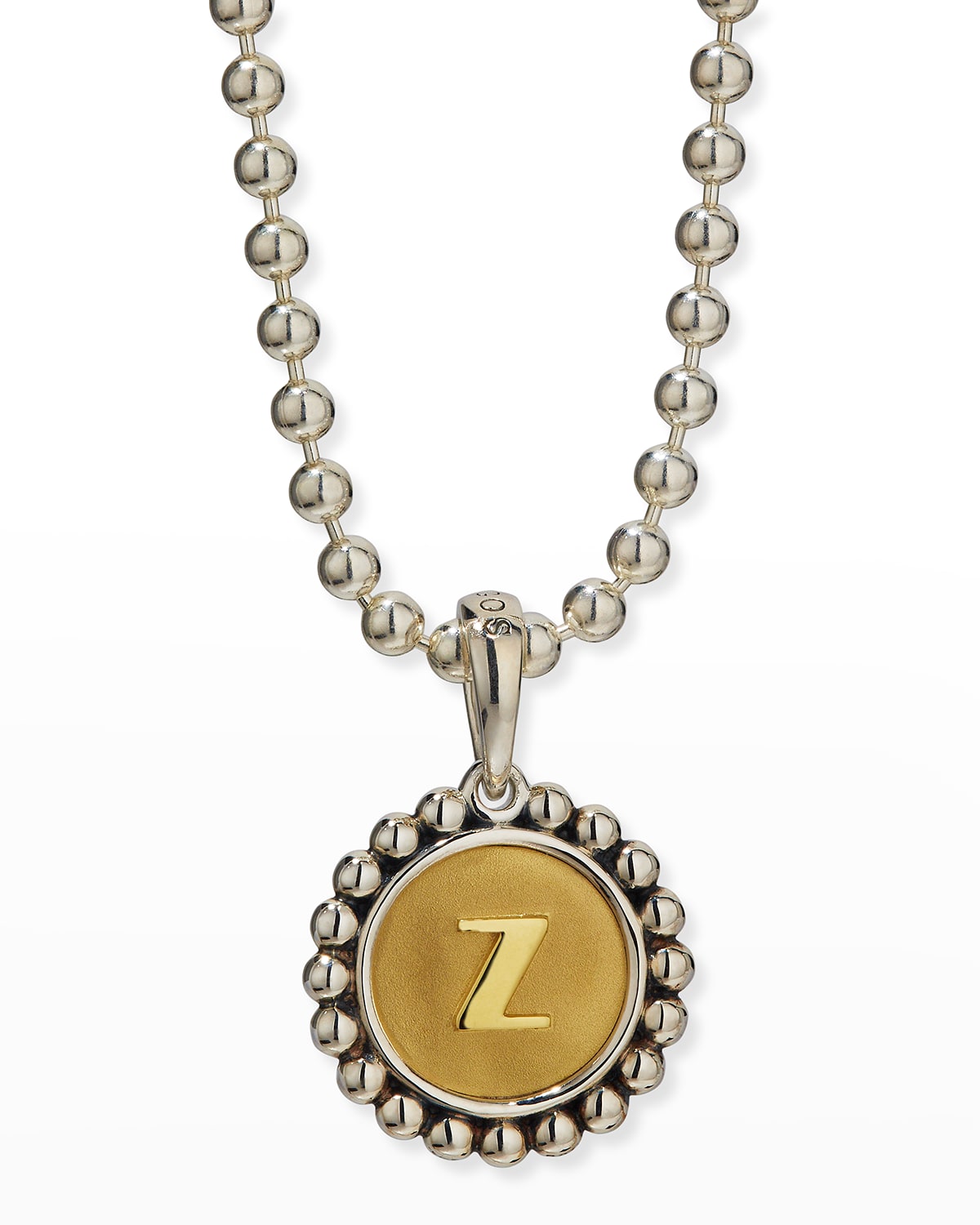 Lagos Signature Caviar Initial Two-tone Circle Pendant In Z