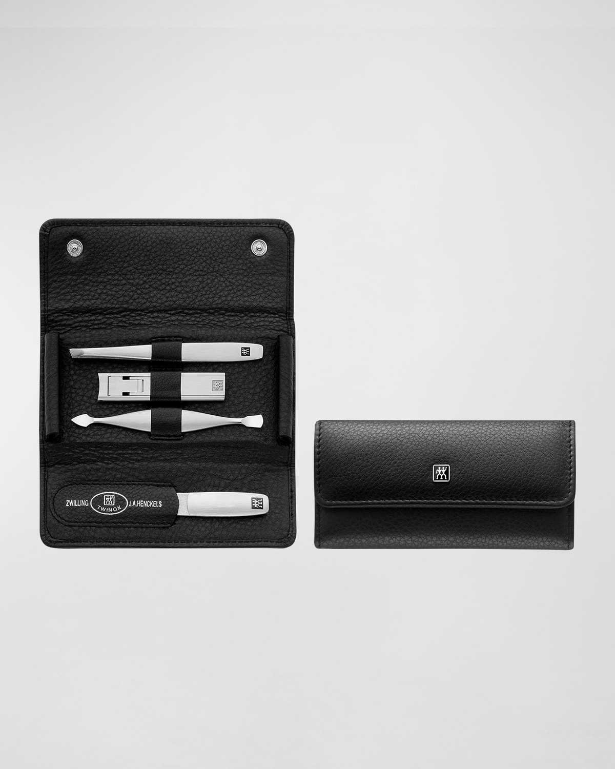 Premium 5-Piece Travel Set with Snap Fastener Case, Black