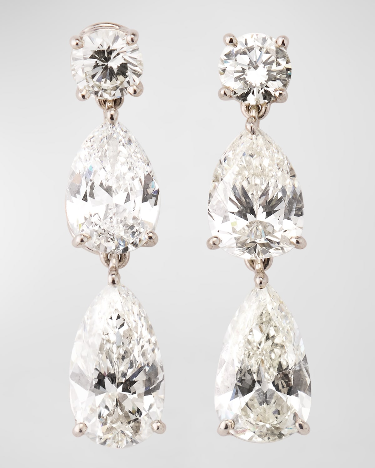 Estate Platinum 3-Stone Flexible Drop Dangle Diamond Earrings