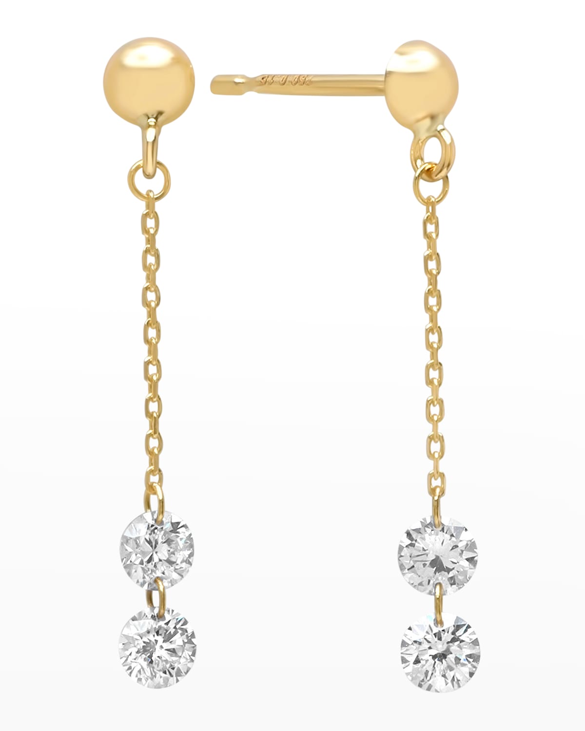 Nicha Jewelry Yellow Gold Chain And Diamond Earrings