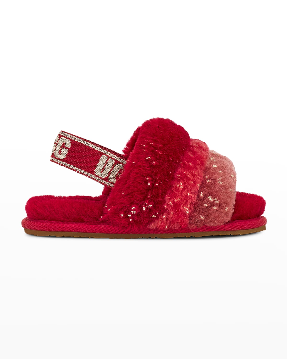 Ugg Kids' Girl's Fluff Yeah Metallic Sparkle Quilted Slippers, Baby/toddlers In Red