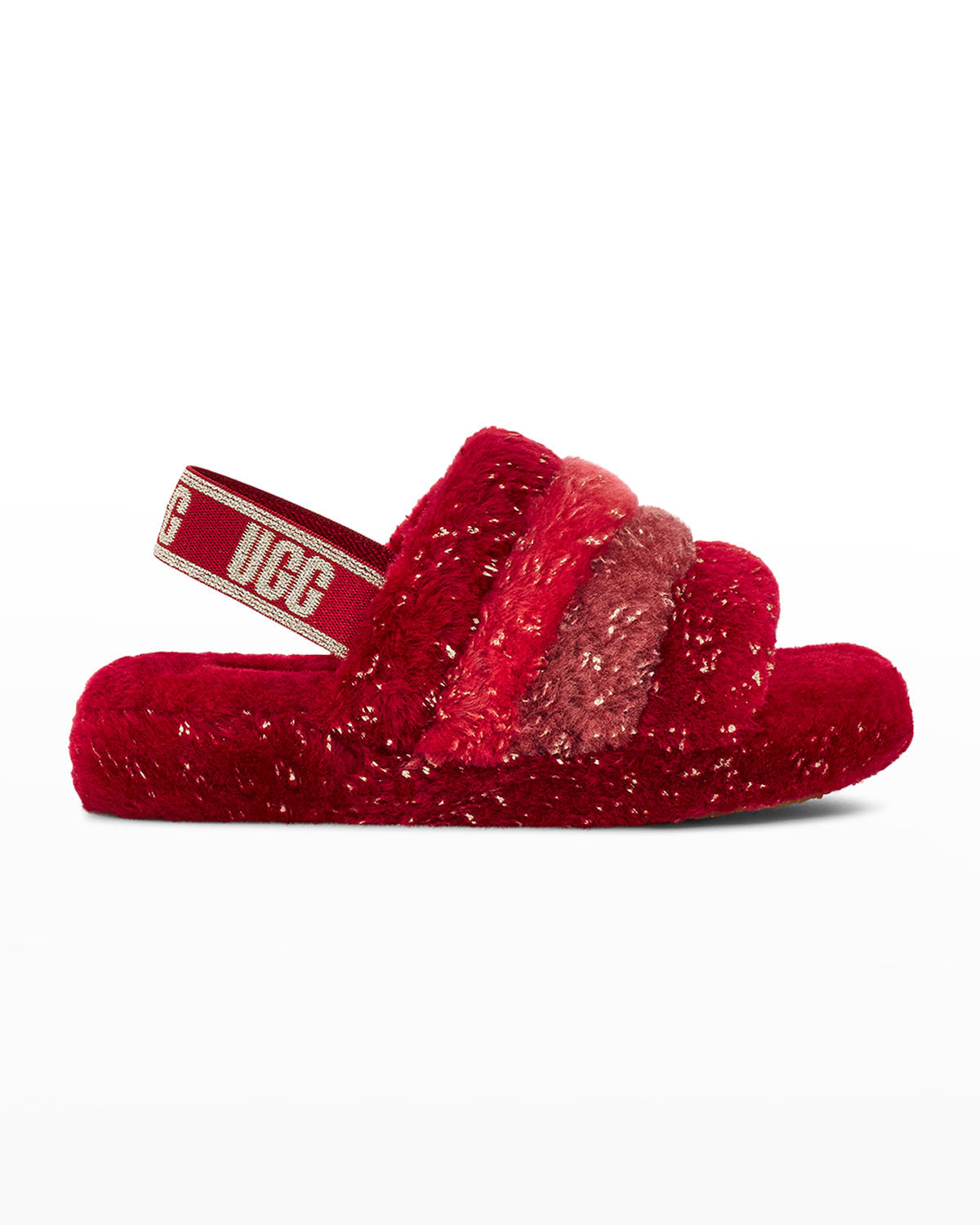 UGG GIRL'S FLUFF YEAH METALLIC SPARKLE QUILTED SLIPPERS, KIDS