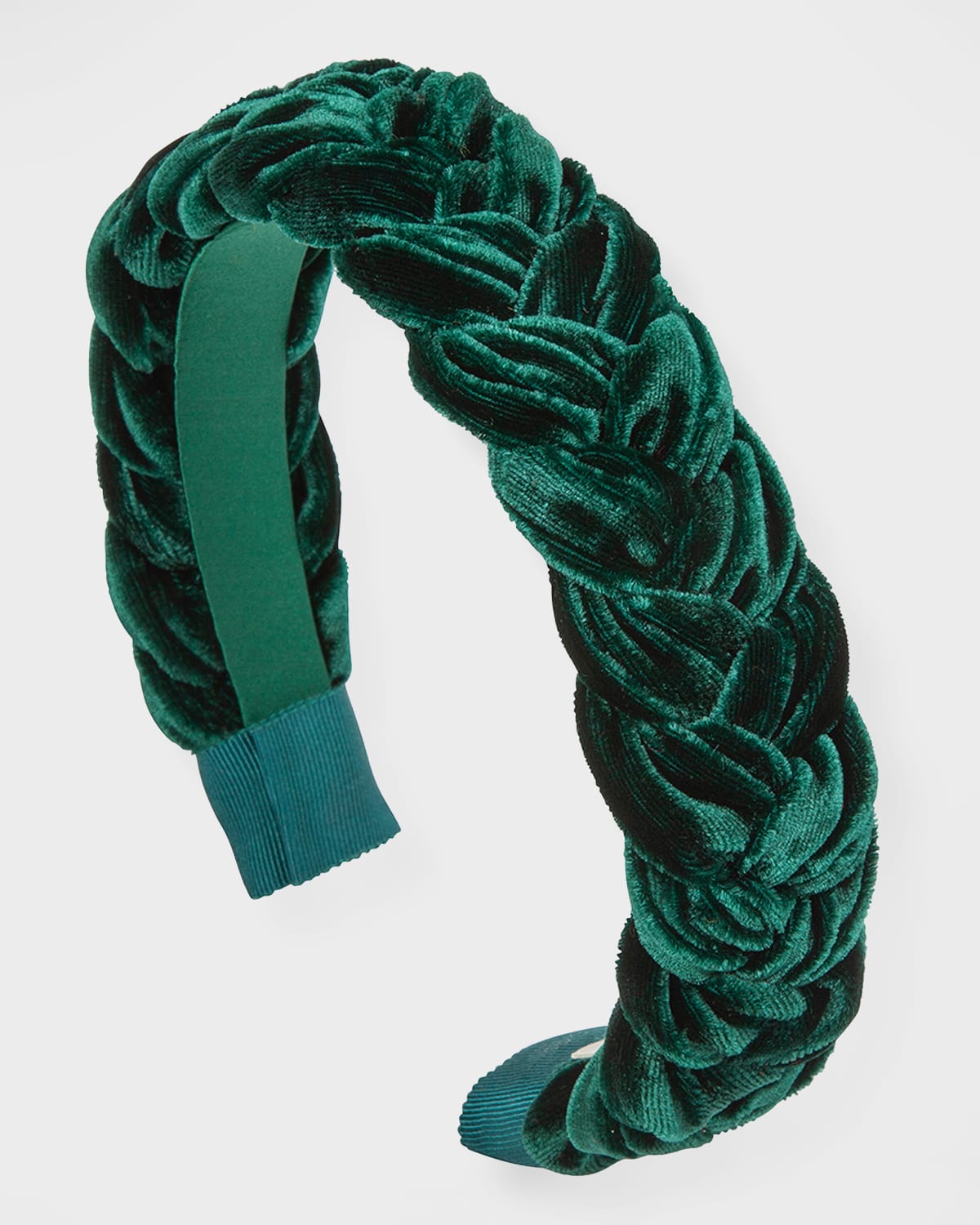 Jennifer Behr Lori Braided Velvet Headband In Emerald